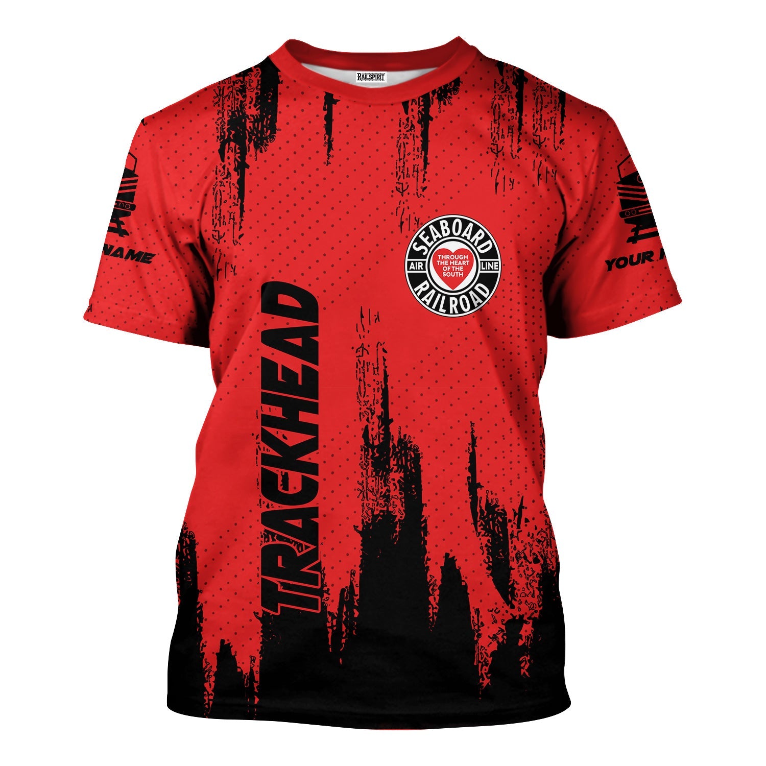 Railspirit Personalized Seaboard Air Line Railroad T-Shirt Paint Impact Design Train Shirt for Trackhead