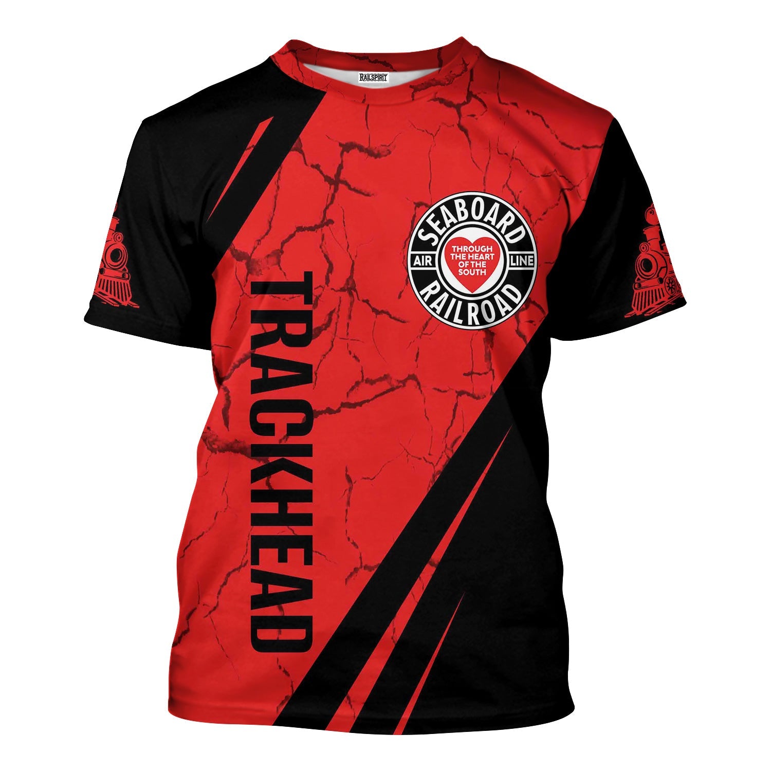 Railspirit Personalized Seaboard Air Line Railroad T-Shirt Crackle Texture Style Shirt For Trackhead