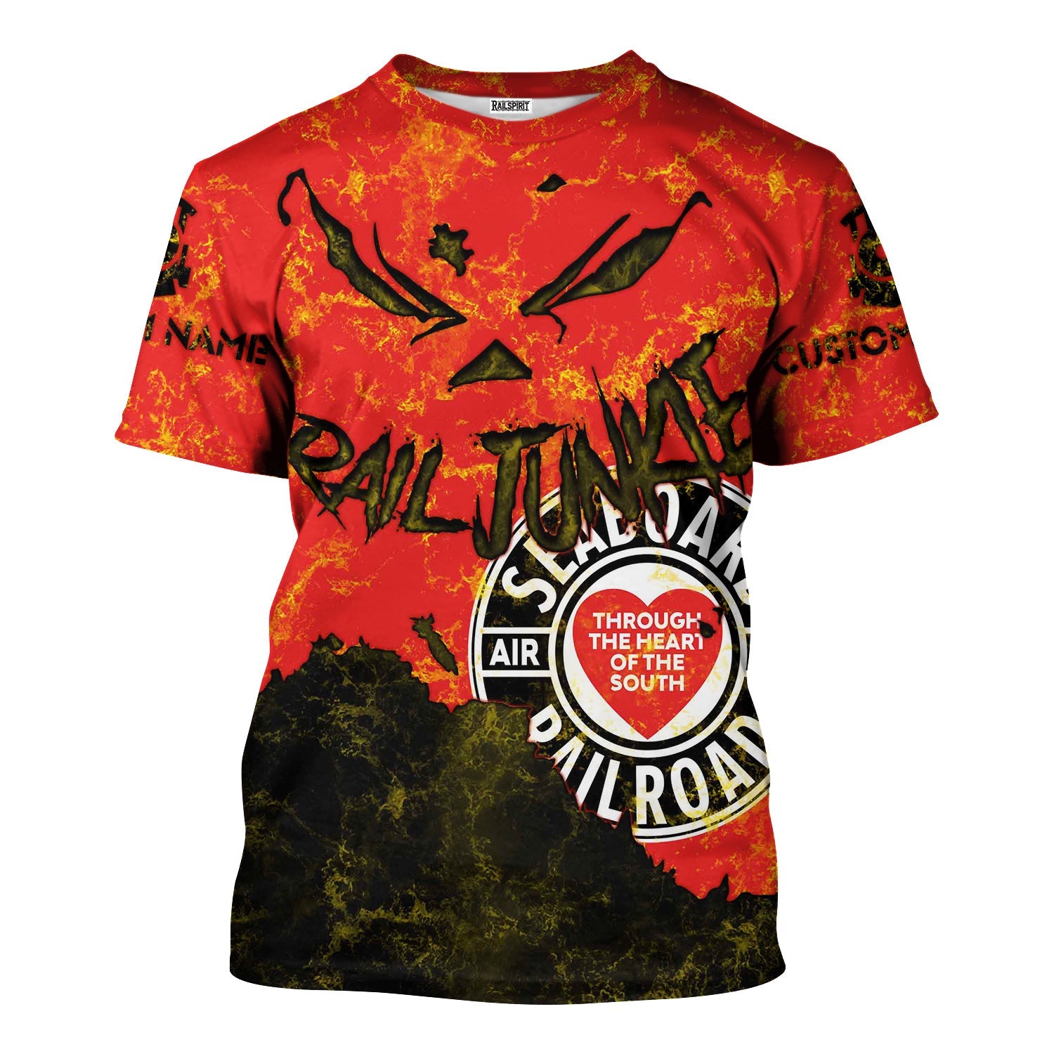 Railspirit Personalized Seaboard Air Line Railroad T-Shirt Torn Graphic Style Train Shirt For Rail Junkie