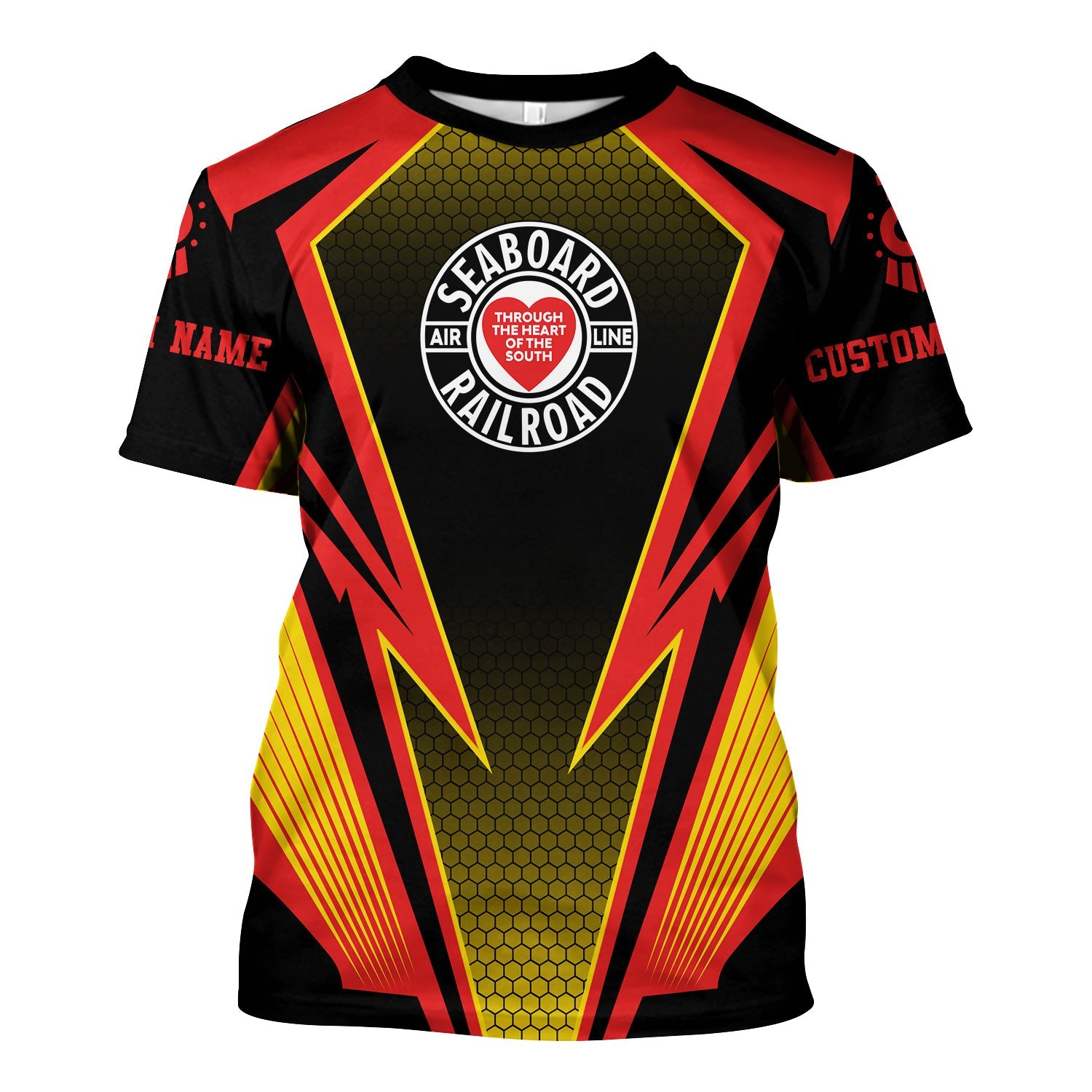 Railspirit Personalized Seaboard Air Line Railroad T-Shirt Lightning Graphic Style Shirt Gift Idea For Train Lover