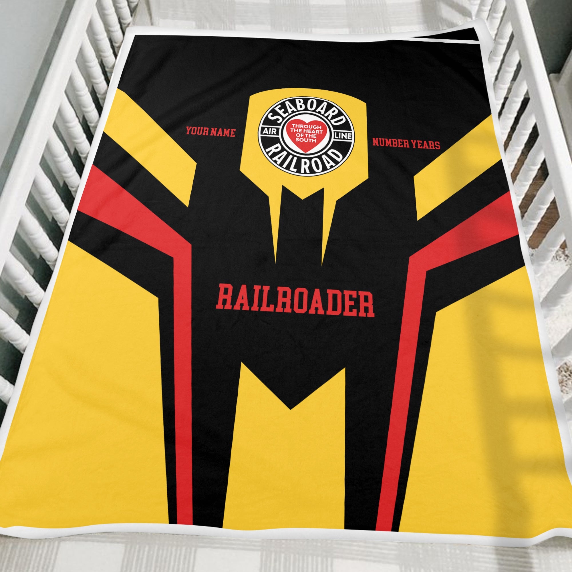 Railspirit Personalized Seaboard Air Line Railroad Blanket Custom Year Railroader Gift Idea For Train Lover