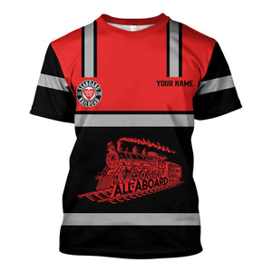 Railspirit Custom Name Seaboard Air Line Railroad T Shirt Eat Train Sleep Repeat Printed Train Shirt