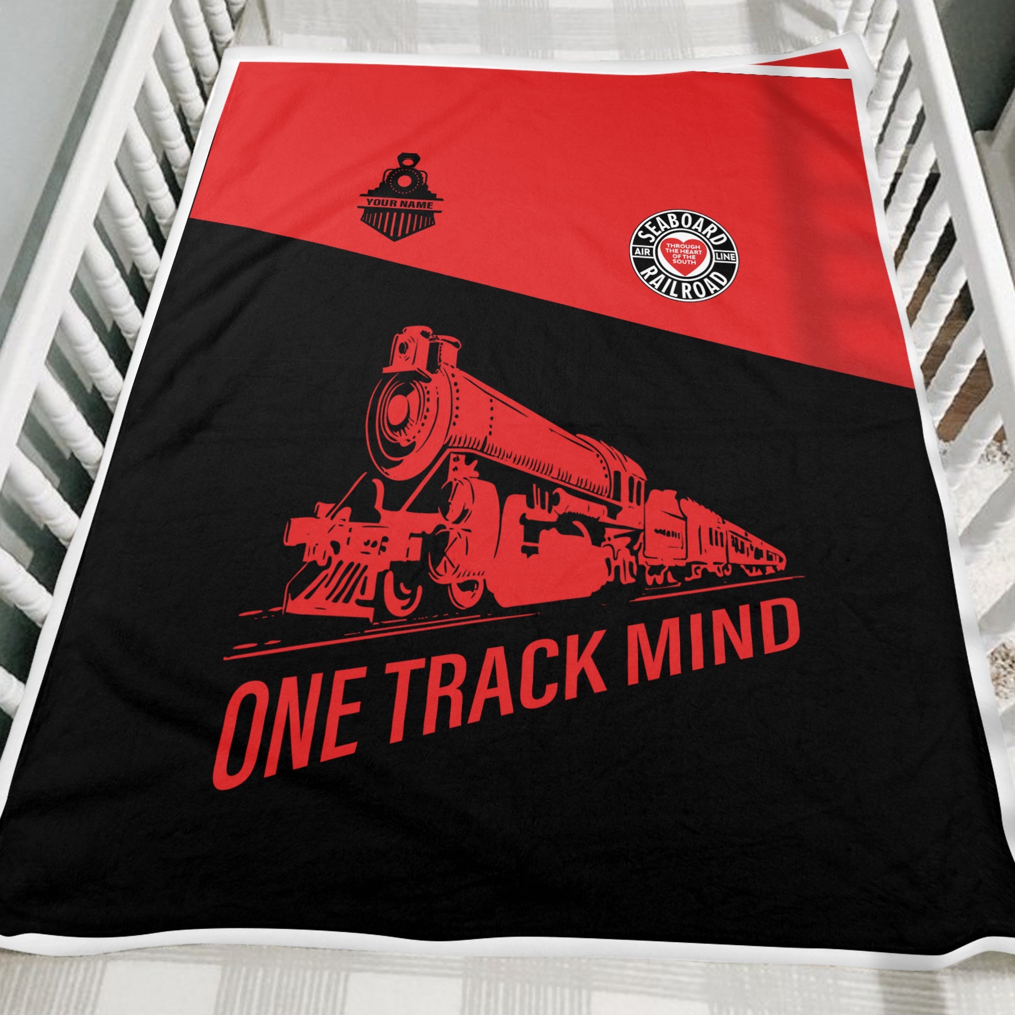 Railspirit Personalized Seaboard Air Line Railroad Blanket One Track Mind Train Blanket Gift Idea For Train Lover