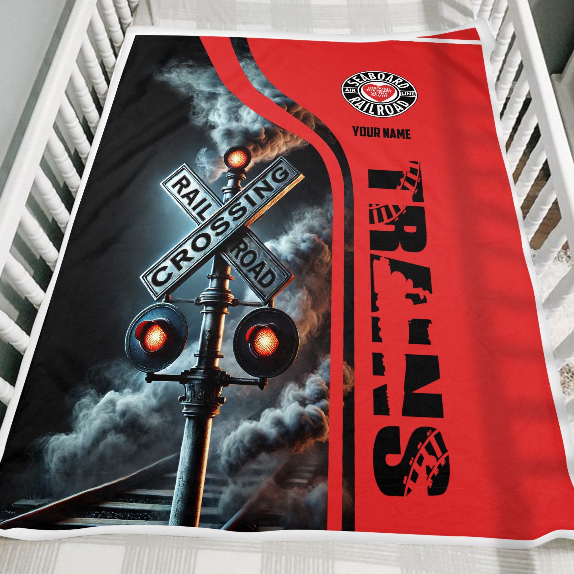 Railspirit Personalized Seaboard Air Line Railroad Blanket Railroad Crossing Sign Blanket All Over Print