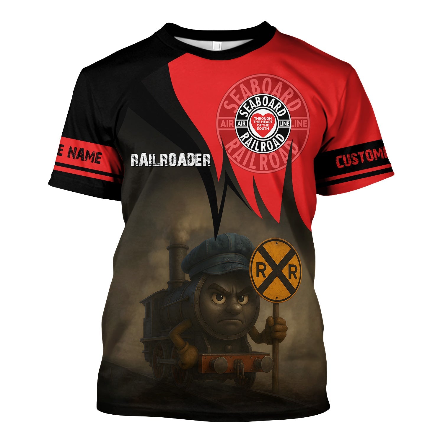 Railspirit Personalized Seaboard Air Line Railroad T-Shirt Angry Train Shirt Gift Idea For Train Lover