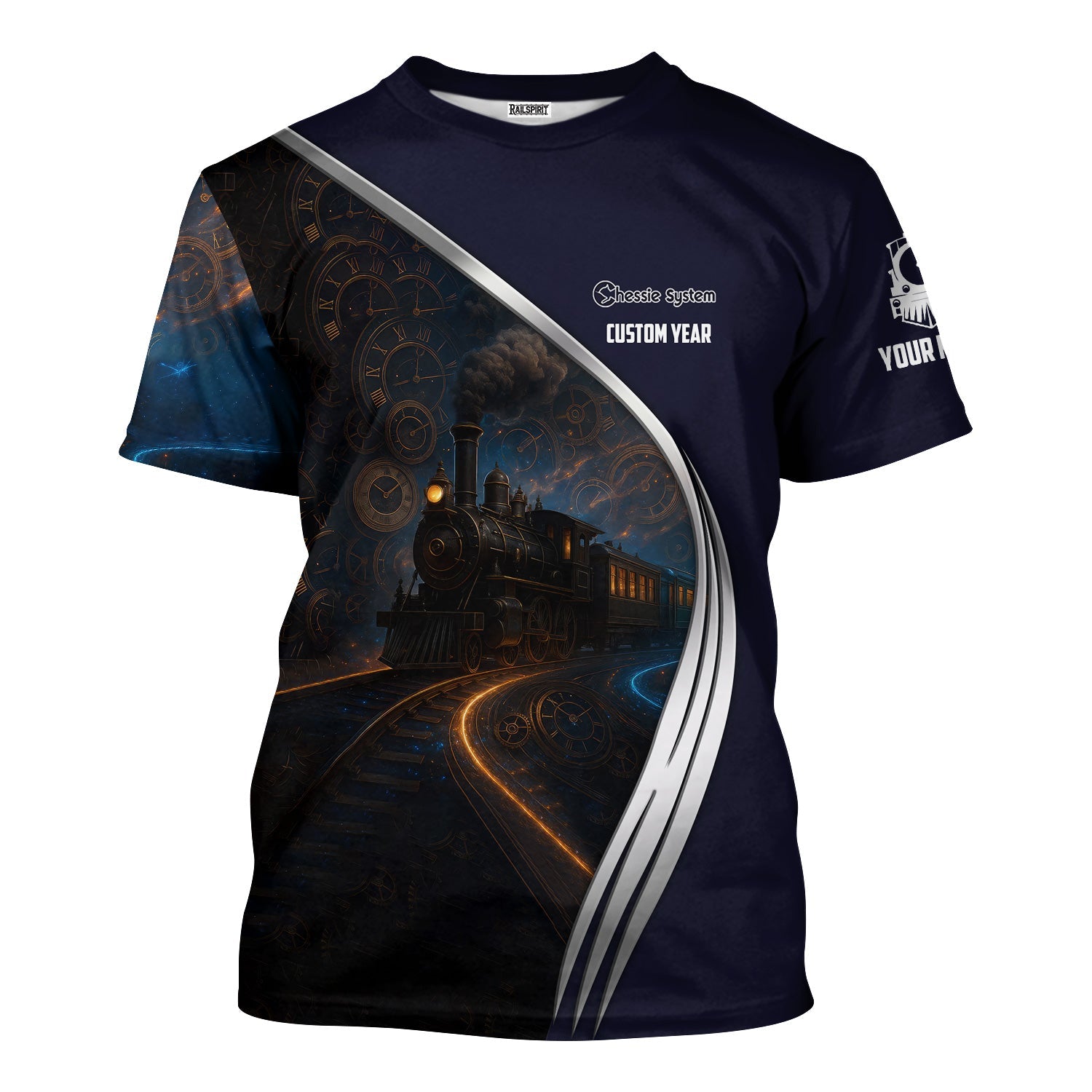 Railspirit Personalized Chessie System Railroad T-Shirt Steampunk Locomotive with Custom Year Train Shirt