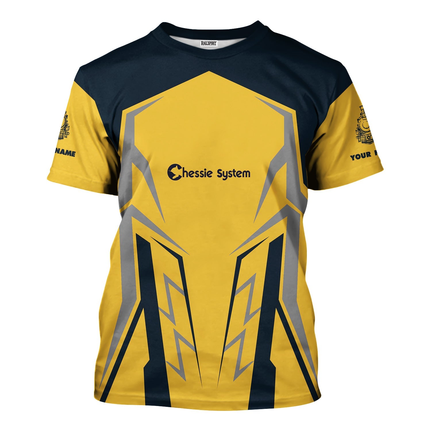 Railspirit Personalized Chessie System Railroad T-Shirt Futuristic Design with Custom Job Train Shirt