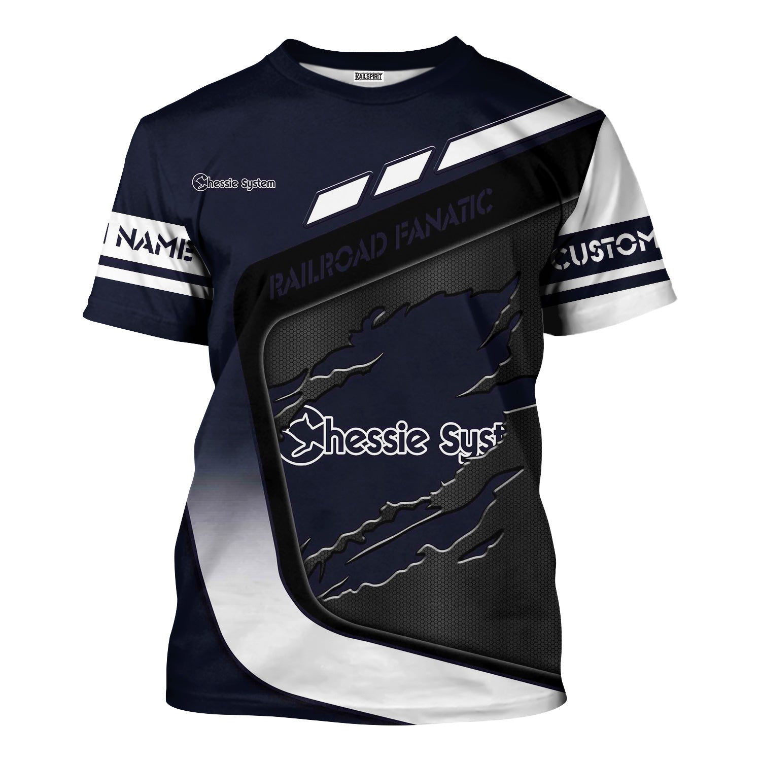 Railspirit Personalized Chessie System Railroad T-Shirt Ripped Texture Style Train Shirt For Railroad Fanatic