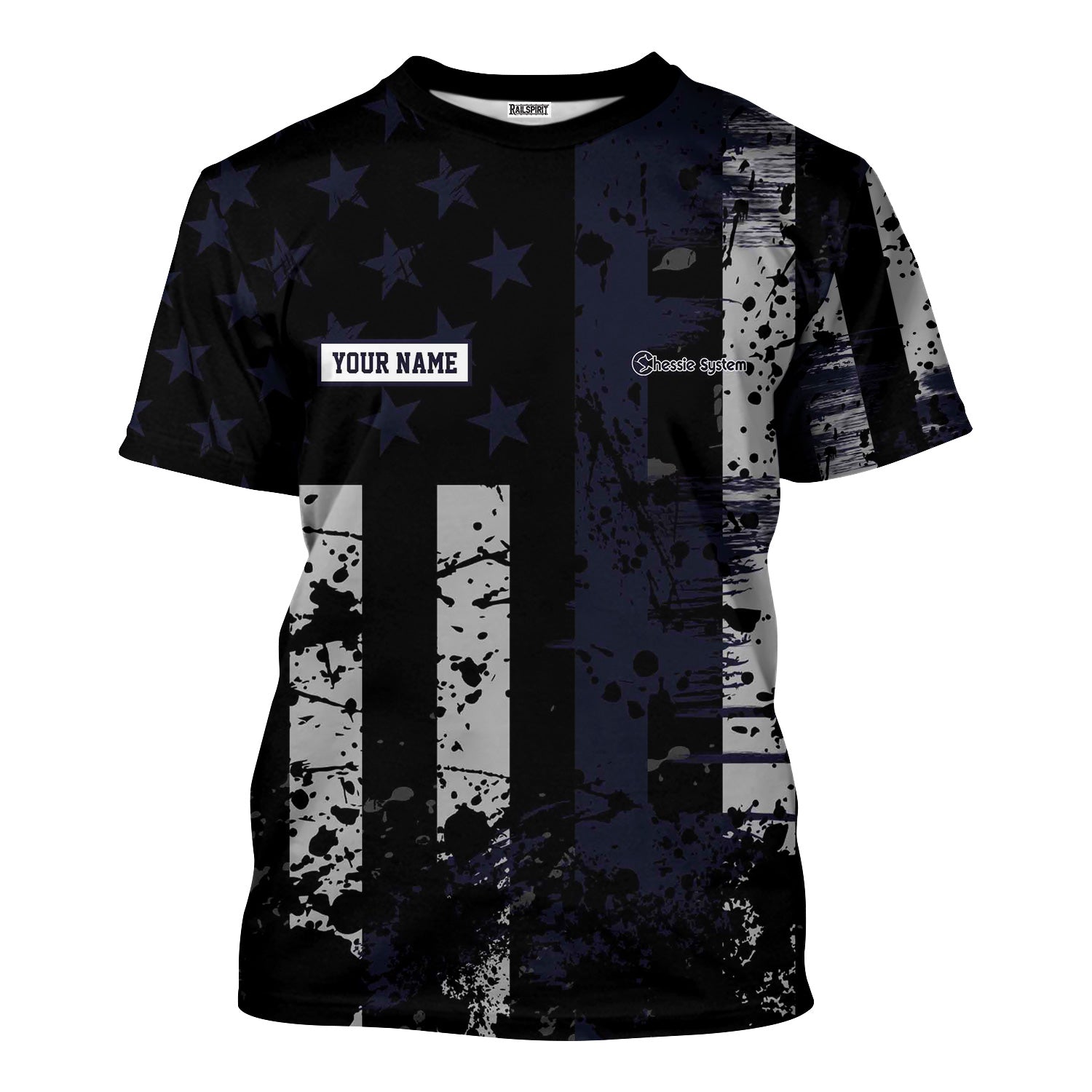 Railspirit Personalized Chessie System Railroad T-Shirt Artistic Paint American Flag Style Train Shirt