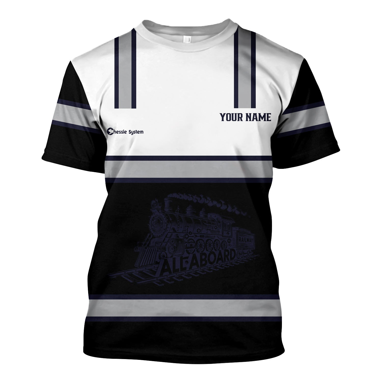 Railspirit Custom Name Chessie System Railroad T Shirt Eat Train Sleep Repeat Printed Train Shirt