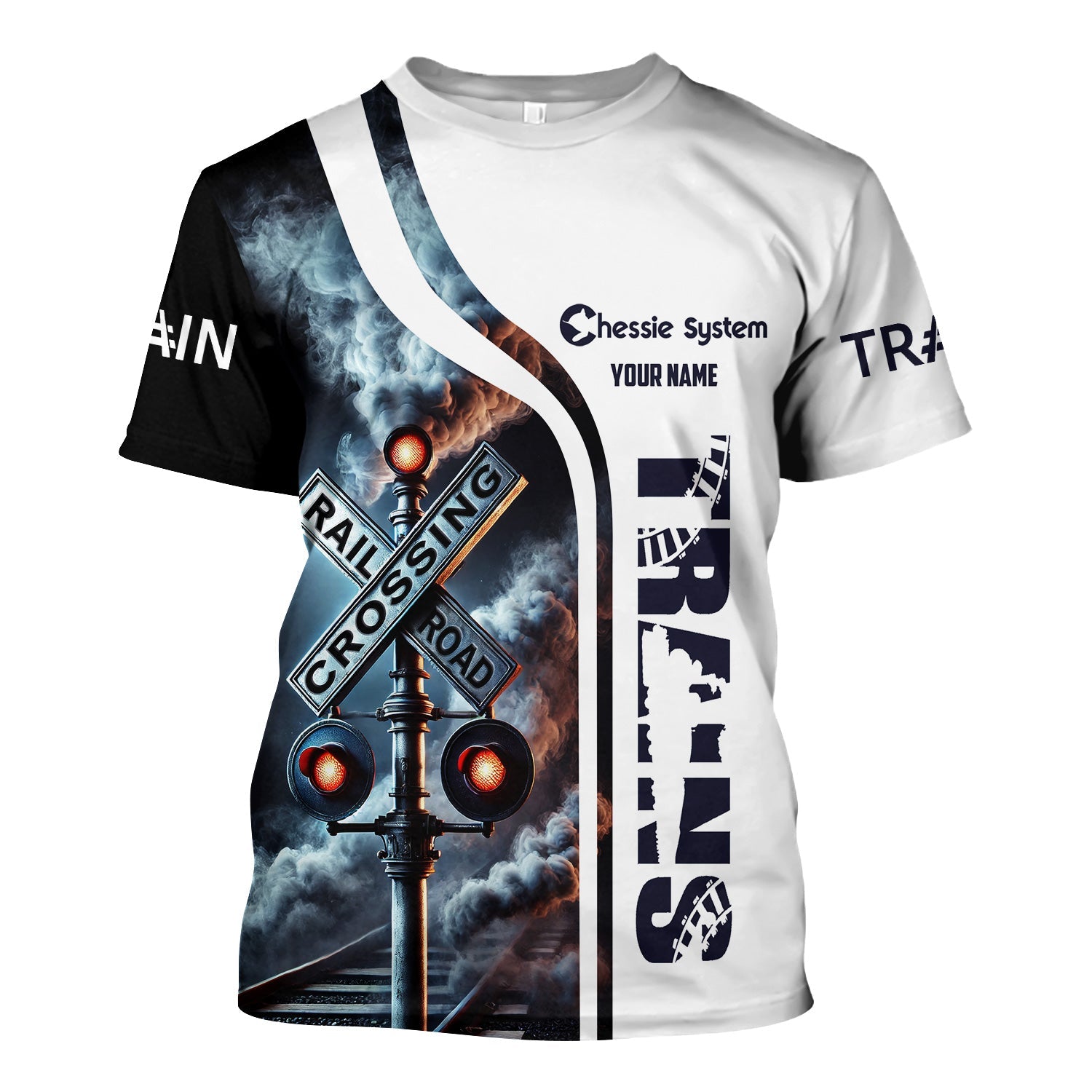 Railspirit Custom Name Chessie System Railroad T Shirt Railroad Crossing Sign Train Shirt All Over Print