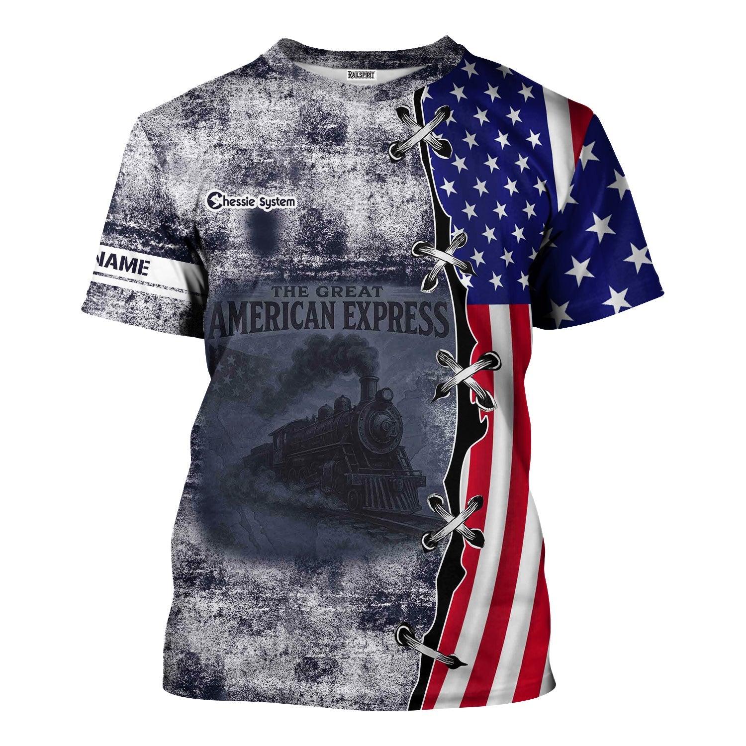 Railspirit Personalized Chessie System Railroad T-Shirt Retro American Express Train With USA Flag Shirt