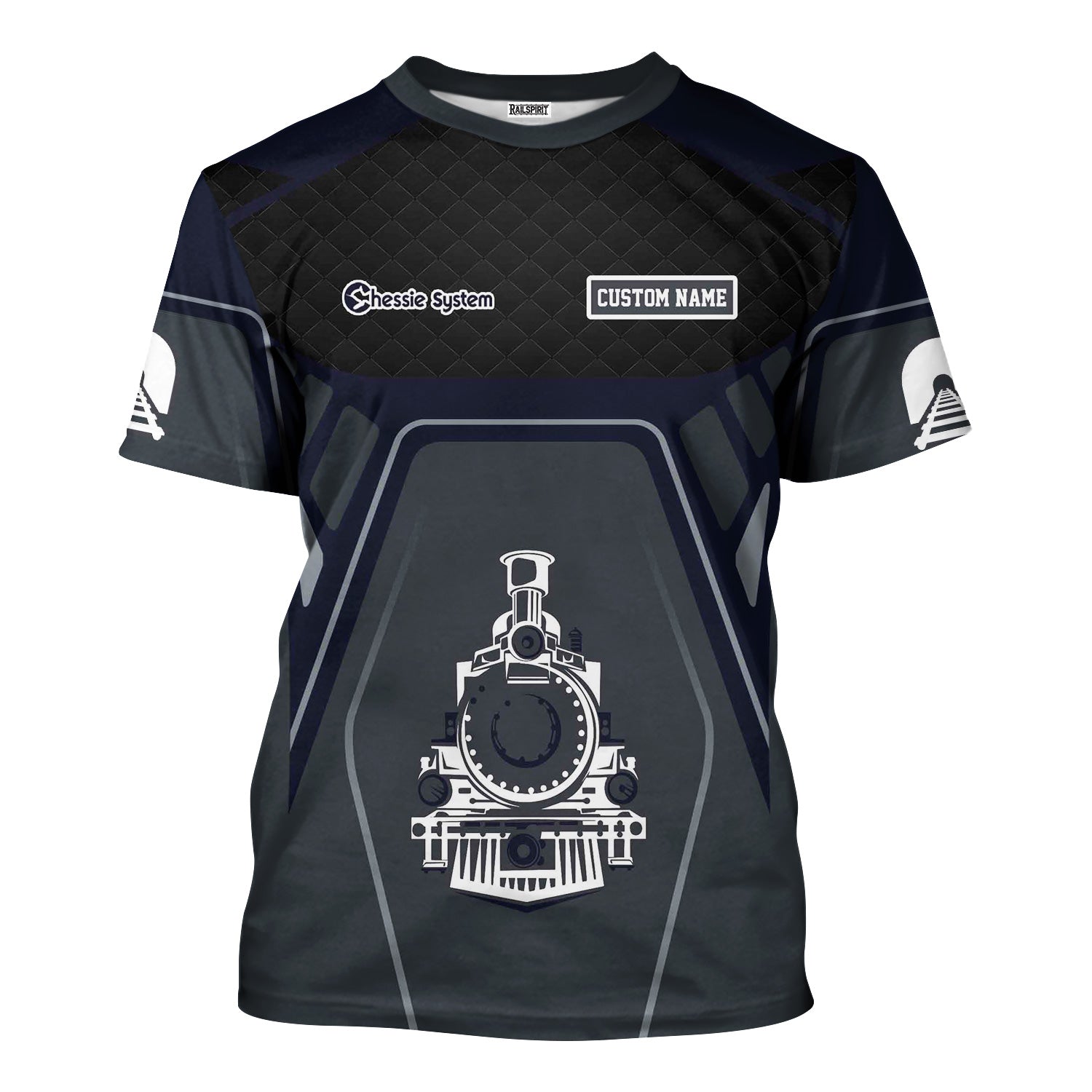 Railspirit Personalized Chessie System Railroad T-Shirt Steam Locomotive Engine Graphic Train Shirt All Over Print