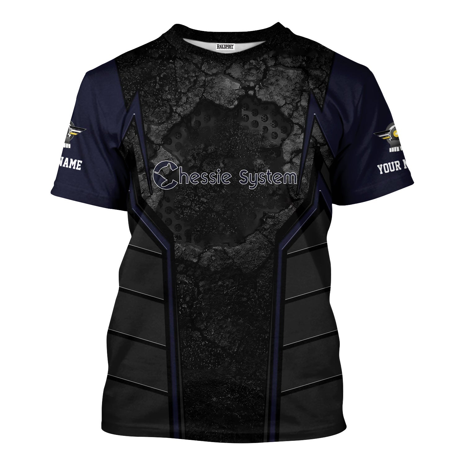 Railspirit Personalized Chessie System Railroad T-Shirt Cracked Metal Design Train Shirt for Rail Enthusiasts