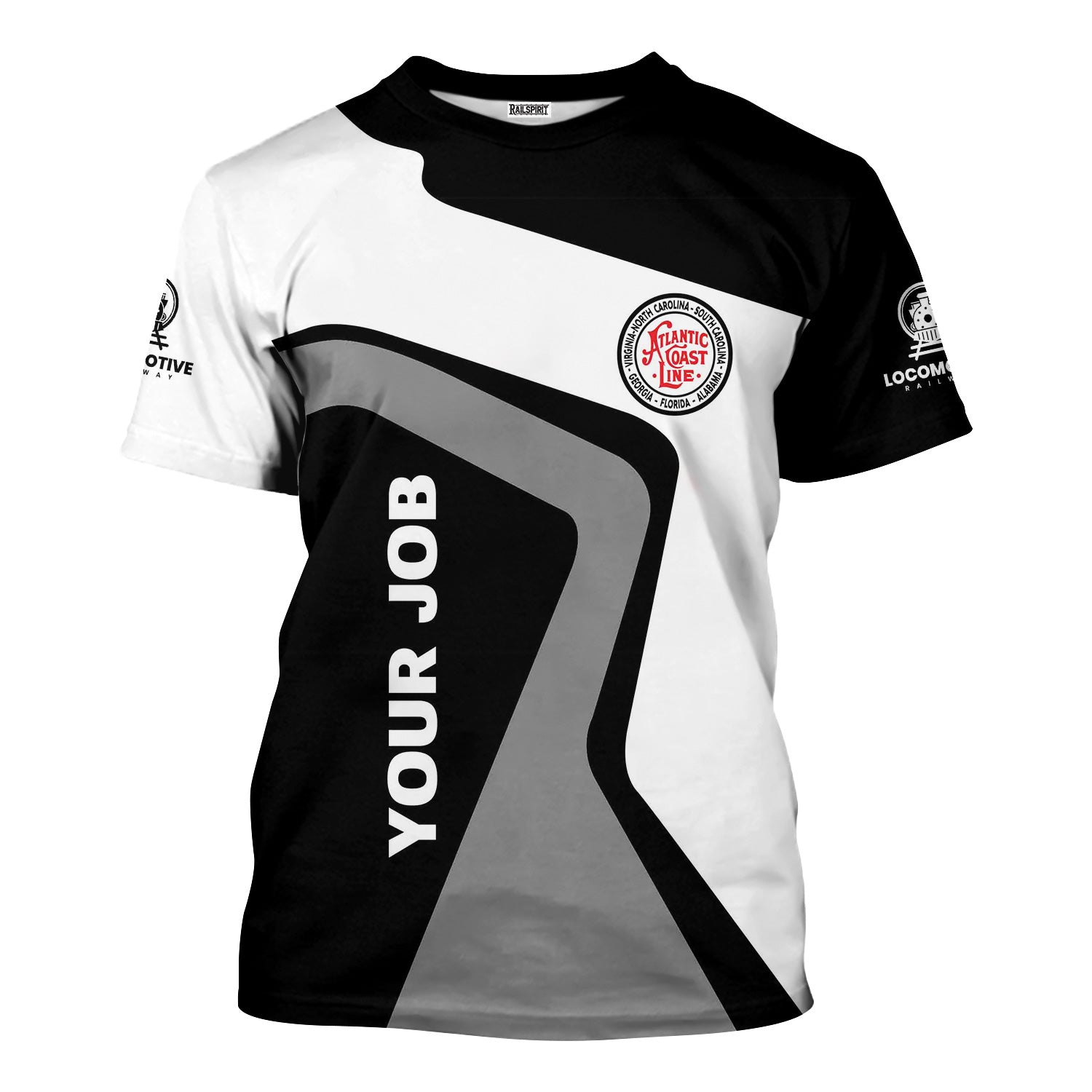 Railspirit Personalized Atlantic Coast Line Railroad T-Shirt Unique Design with Custom Job Position Train Shirt