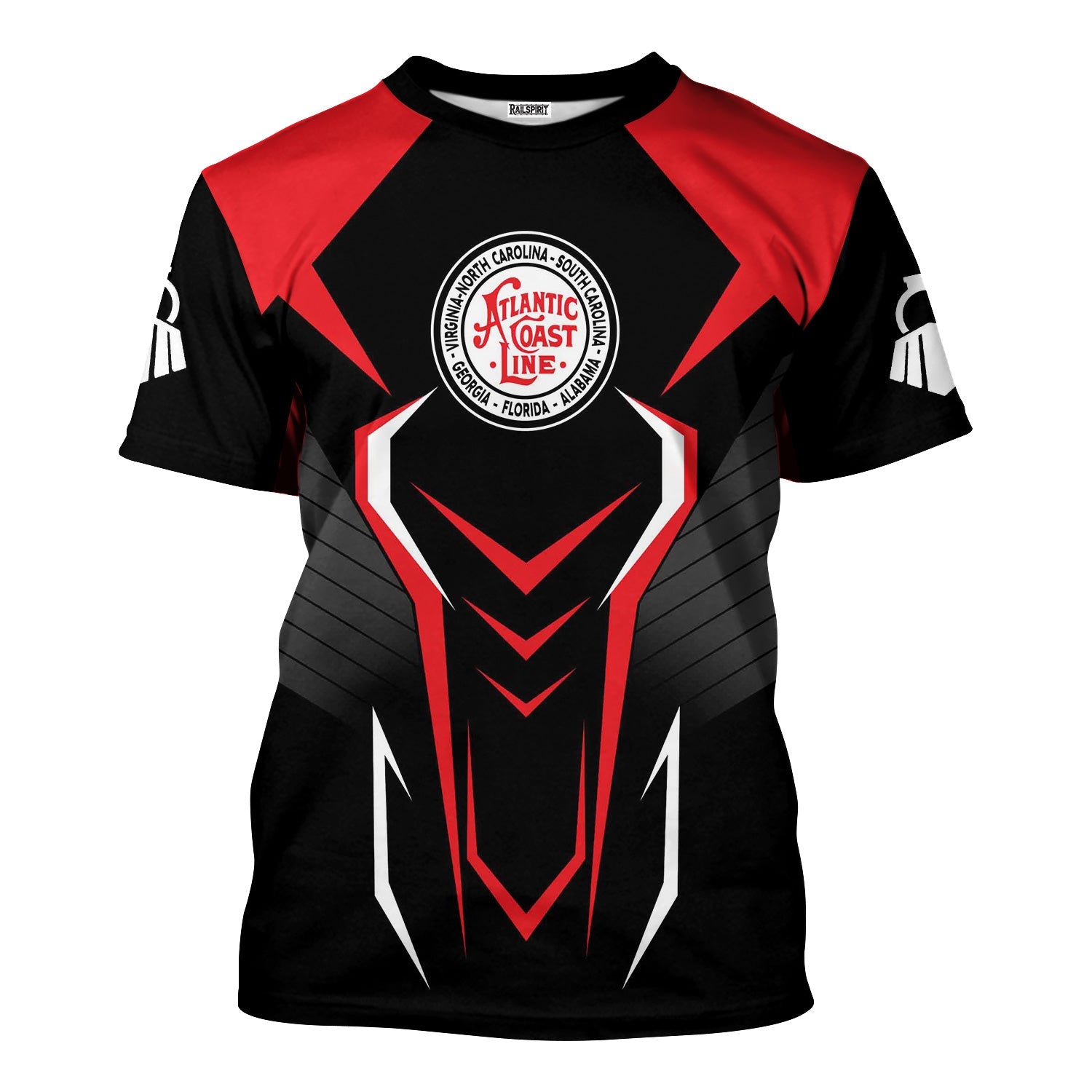 Railspirit Personalized Atlantic Coast Line Railroad T-Shirt Dynamic Design Style Perfect Shirt for Train Enthusiasts