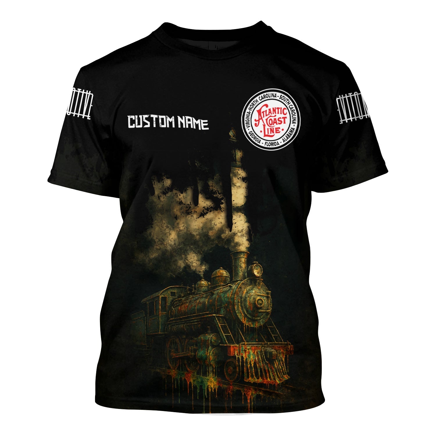 Railspirit Personalized Atlantic Coast Line Railroad T-Shirt Vintage Train Art Style Shirt For Locomotive Fans