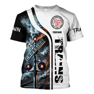 Railspirit Custom Name Atlantic Coast Line Railroad T Shirt Railroad Crossing Sign Train Shirt All Over Print