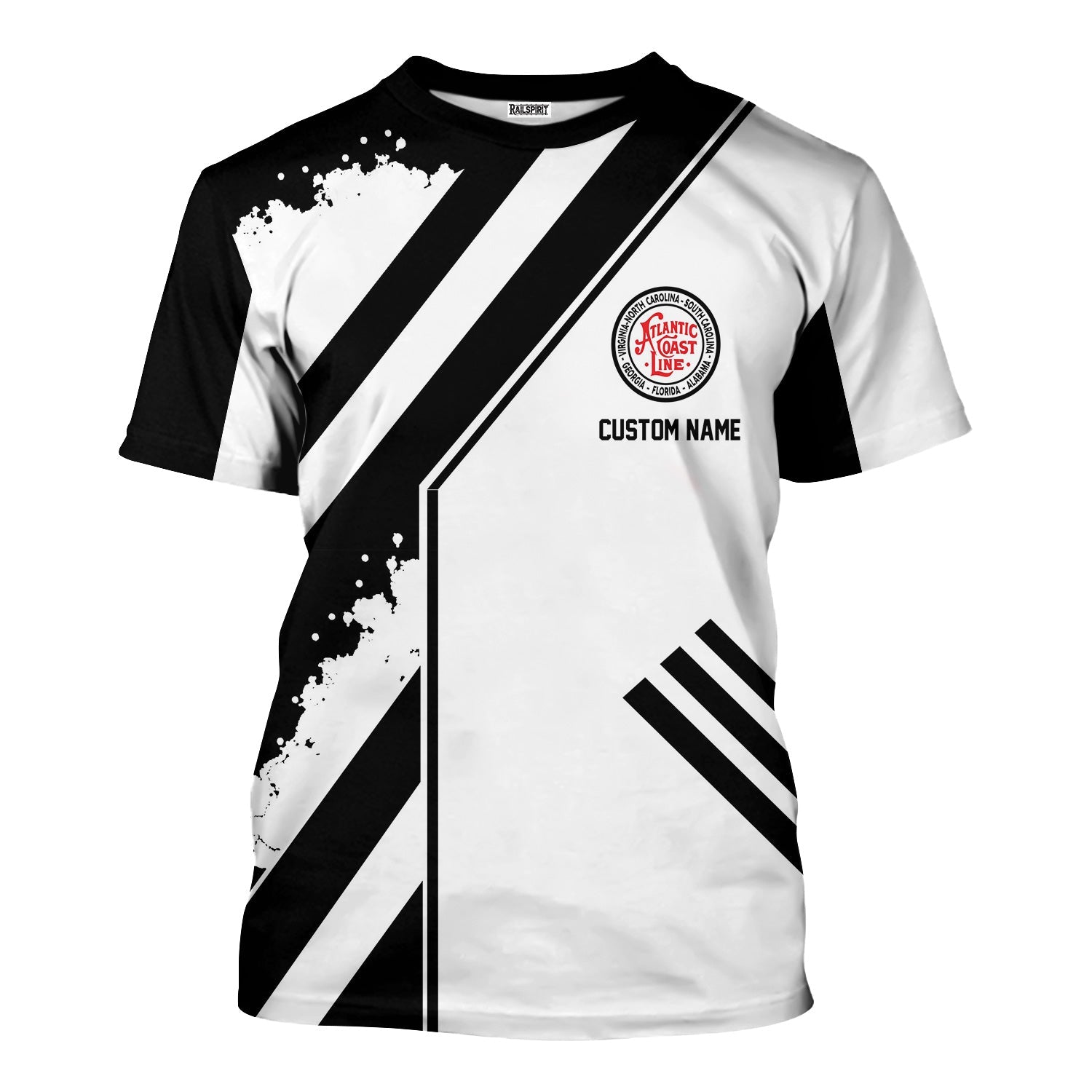 Railspirit Personalized Atlantic Coast Line Railroad T-Shirt Locomotive Design Train Shirt for Train Enthusiast