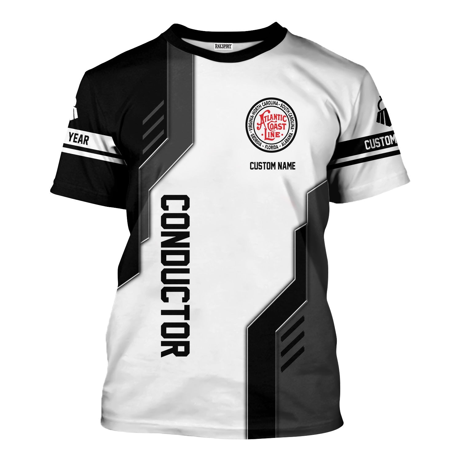 Railspirit Personalized Atlantic Coast Line Railroad T-Shirt Unique Railway Style with Custom Job Train Shirt