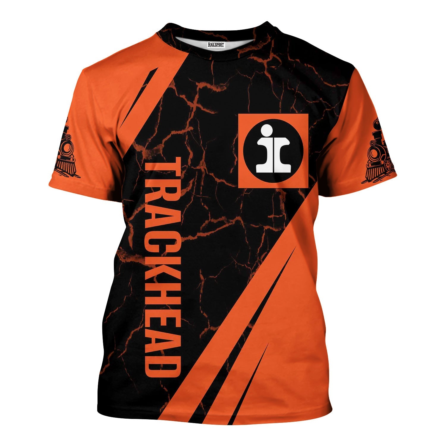 Railspirit Personalized Illinois Central Railroad T-Shirt Crackle Texture Style Shirt For Trackhead