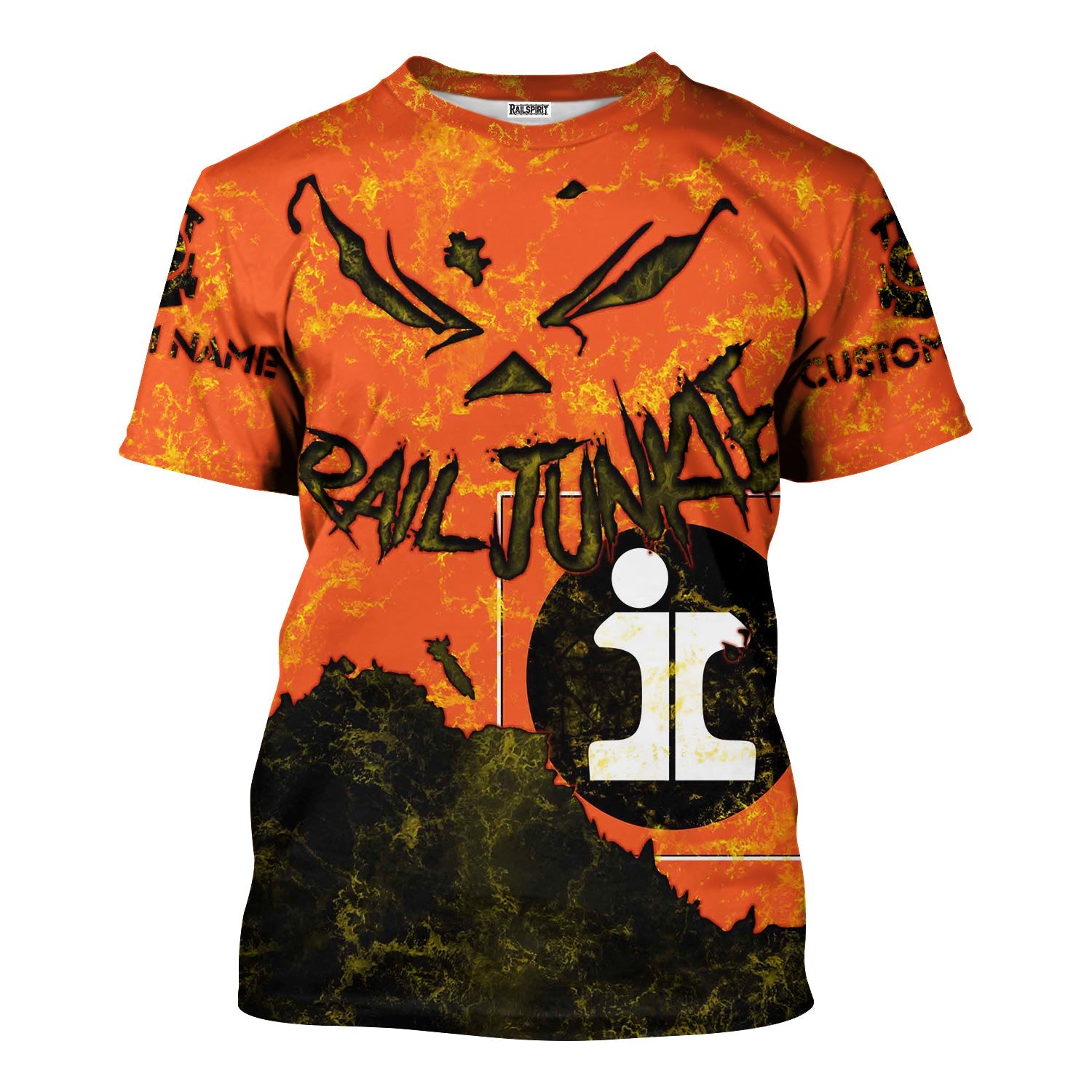 Railspirit Personalized Illinois Central Railroad T-Shirt Torn Graphic Style Train Shirt For Rail Junkie