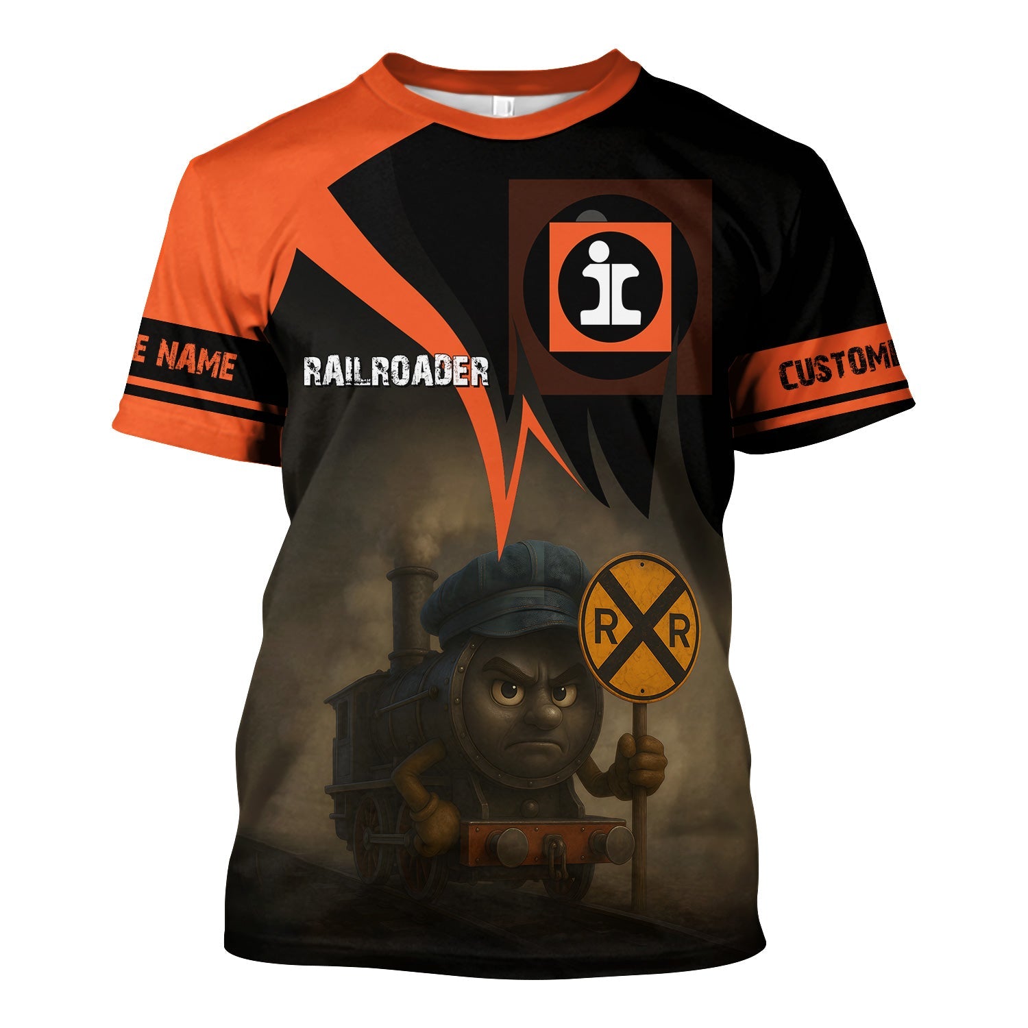 Railspirit Personalized Illinois Central Railroad T-Shirt Angry Train Shirt Gift Idea For Train Lover