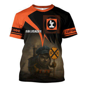 Railspirit Personalized Illinois Central Railroad T-Shirt Angry Train Shirt Gift Idea For Train Lover