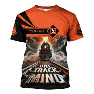 Railspirit Personalized Illinois Central Railroad T Shirt One Track Mind Train Printed Shirt