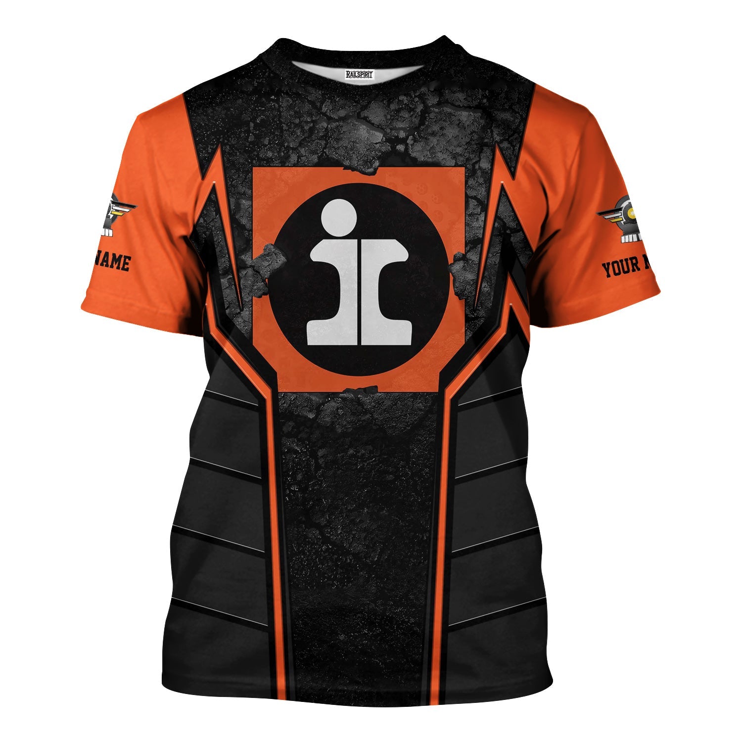 Railspirit Personalized Illinois Central Railroad T-Shirt Cracked Metal Design Train Shirt for Rail Enthusiasts