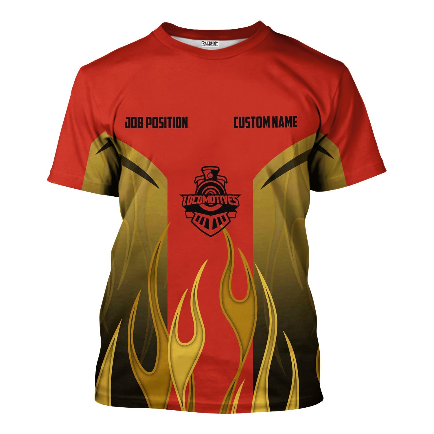 Railspirit Custom Name and Job Title Chicago and North Western Railway T-Shirt Flame Graphic Train Shirt