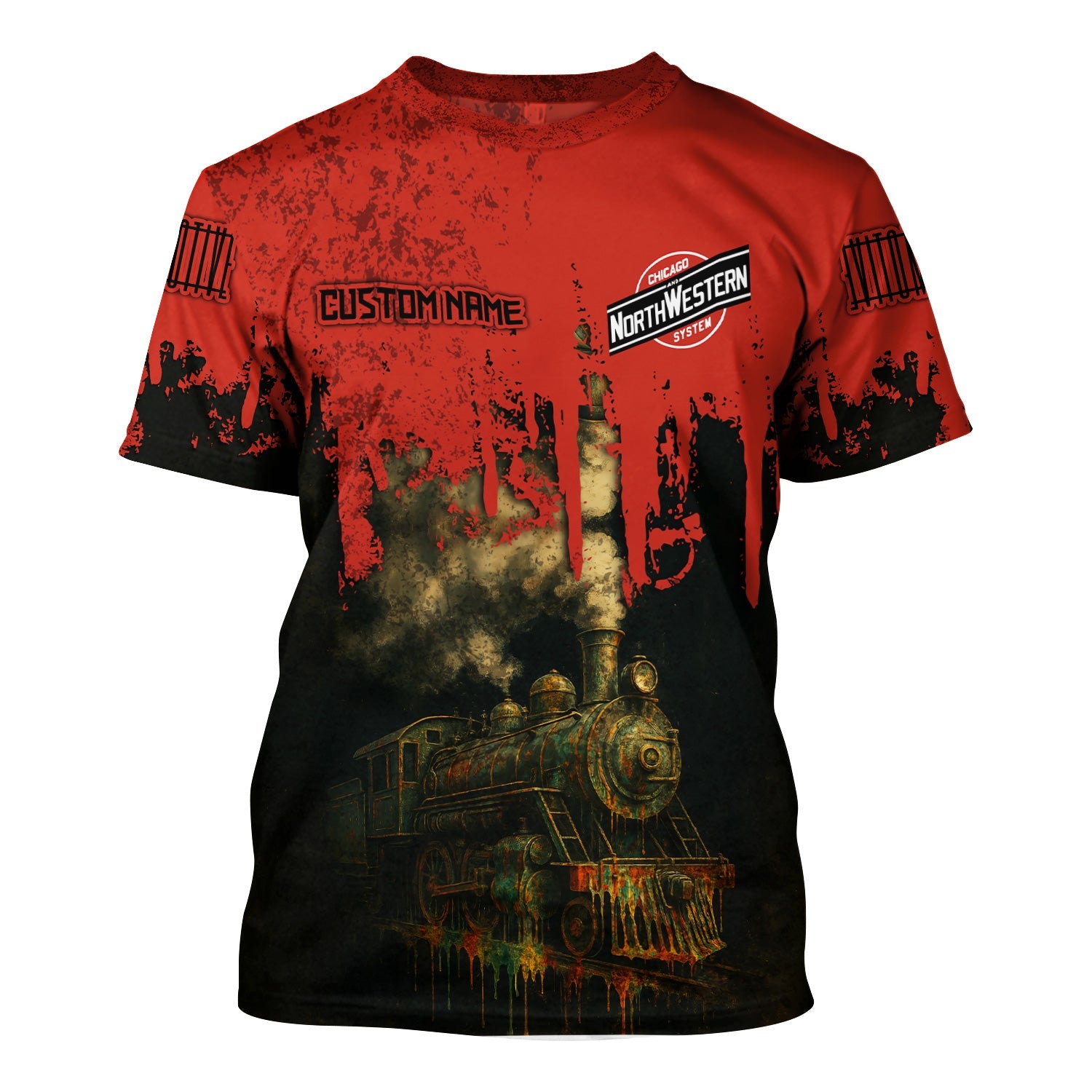 Railspirit Personalized Chicago and North Western Railway T-Shirt Vintage Train Art Style Shirt For Locomotive Fans
