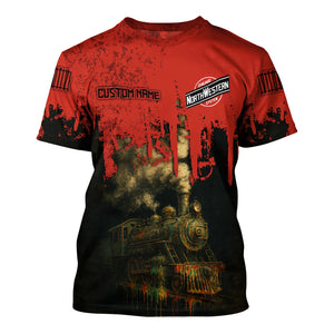 Railspirit Personalized Chicago and North Western Railway T-Shirt Vintage Train Art Style Shirt For Locomotive Fans