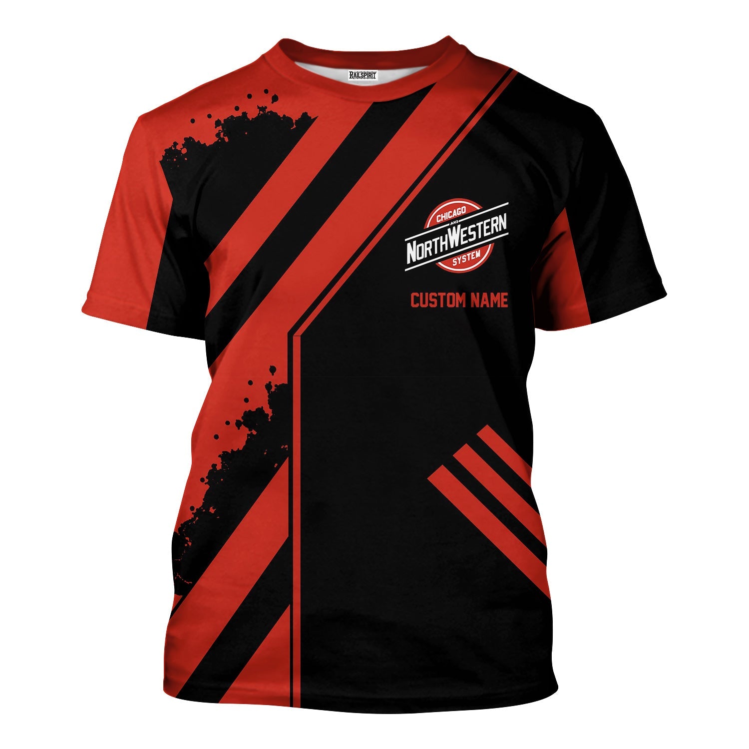 Railspirit Personalized Chicago and North Western Railway T-Shirt Locomotive Design Train Shirt for Train Enthusiast