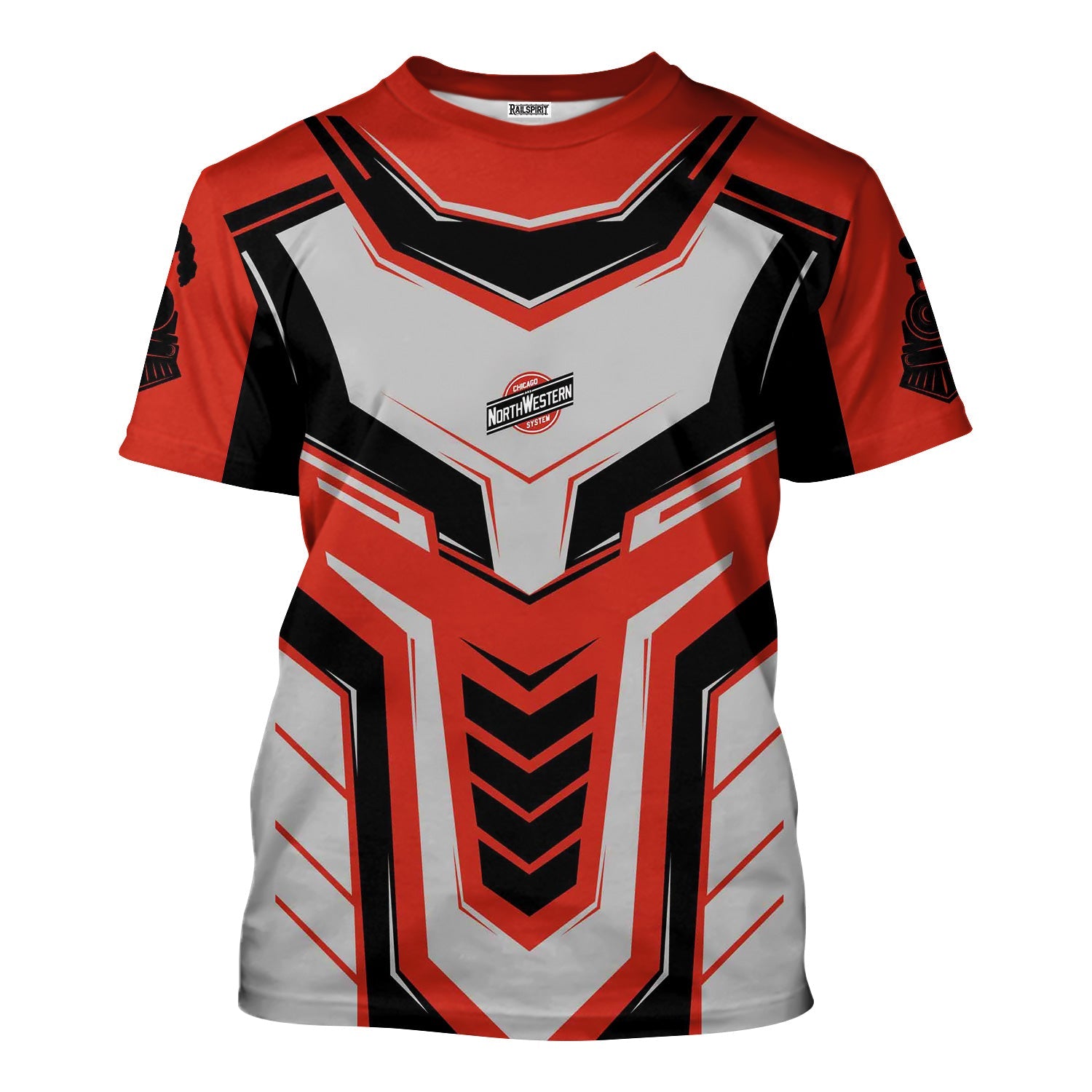 Railspirit Personalized Chicago and North Western Railway T-Shirt Armor-Inspired Design Train Shirt All Over Print