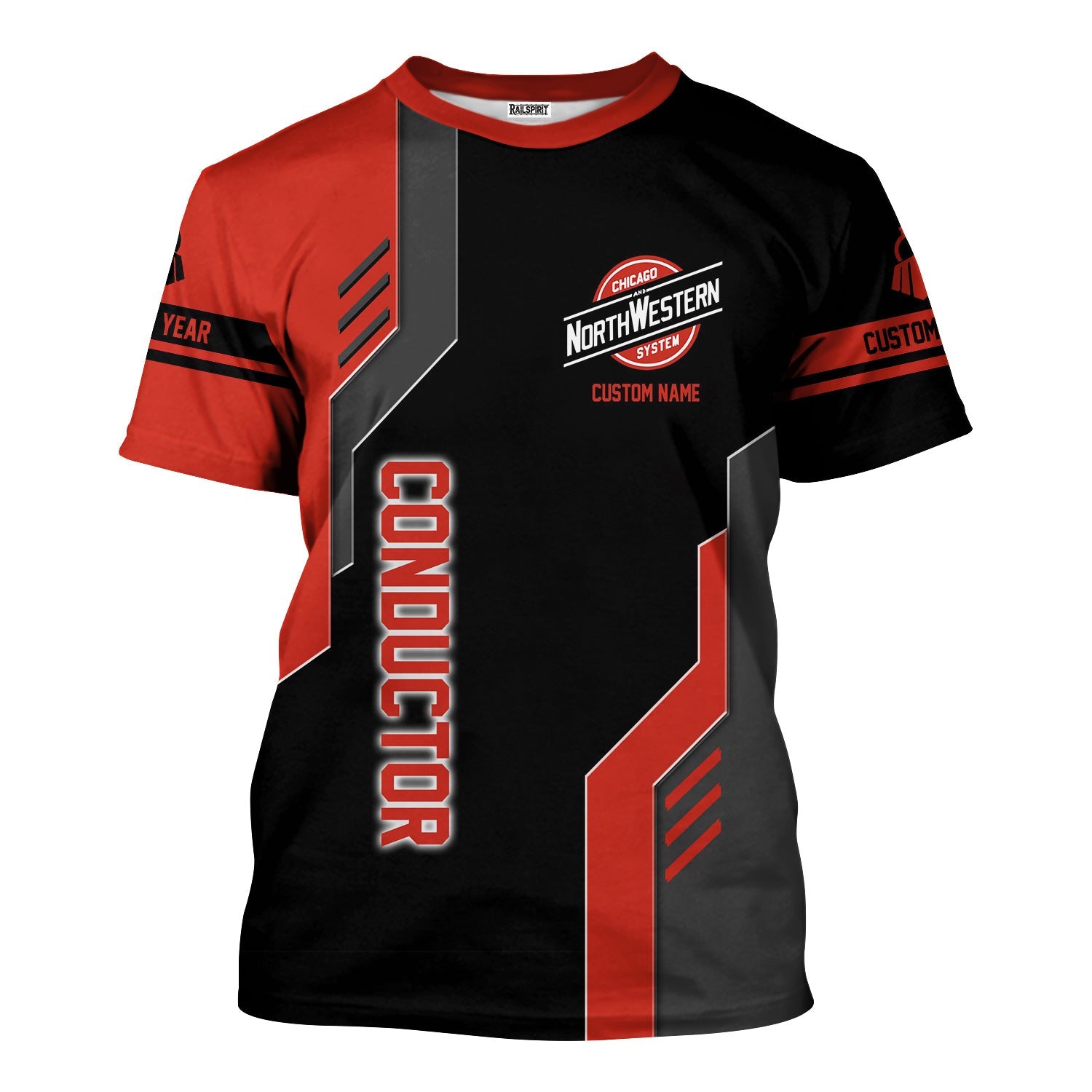 Railspirit Personalized Chicago and North Western Railway T-Shirt Unique Railway Style with Custom Job Train Shirt