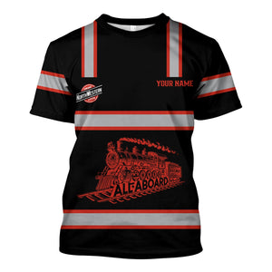 Railspirit Custom Name Chicago and North Western Railway T Shirt Eat Train Sleep Repeat Printed Train Shirt