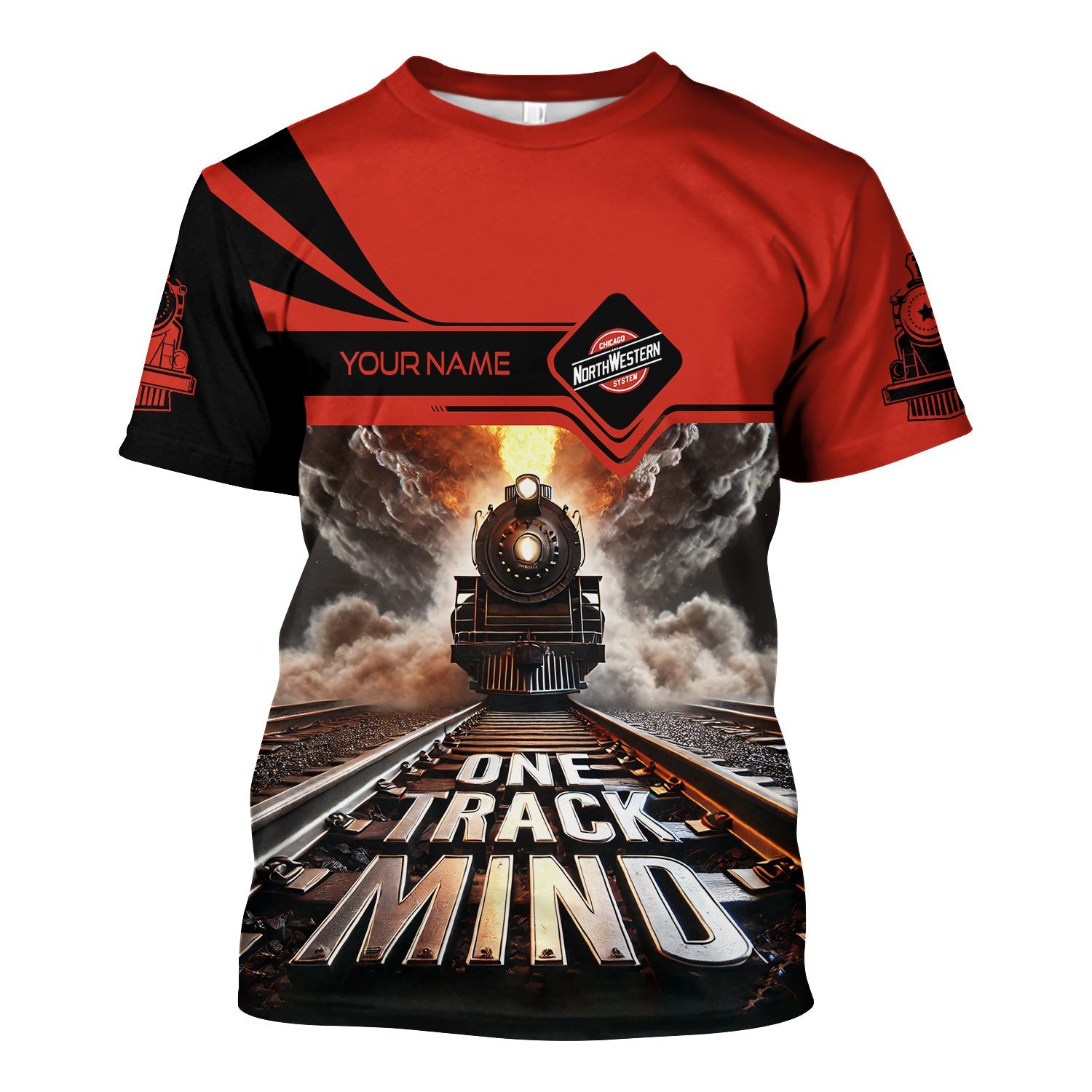 Railspirit Personalized Chicago and North Western Railway T Shirt One Track Mind Train Printed Shirt