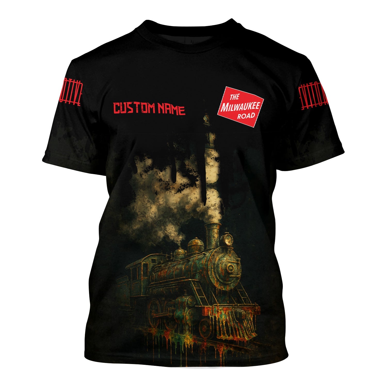 Railspirit Personalized Chicago, Milwaukee, St. Paul and Pacific Railroad T-Shirt Vintage Train Art Style Milwaukee Road Shirt For Locomotive Fans