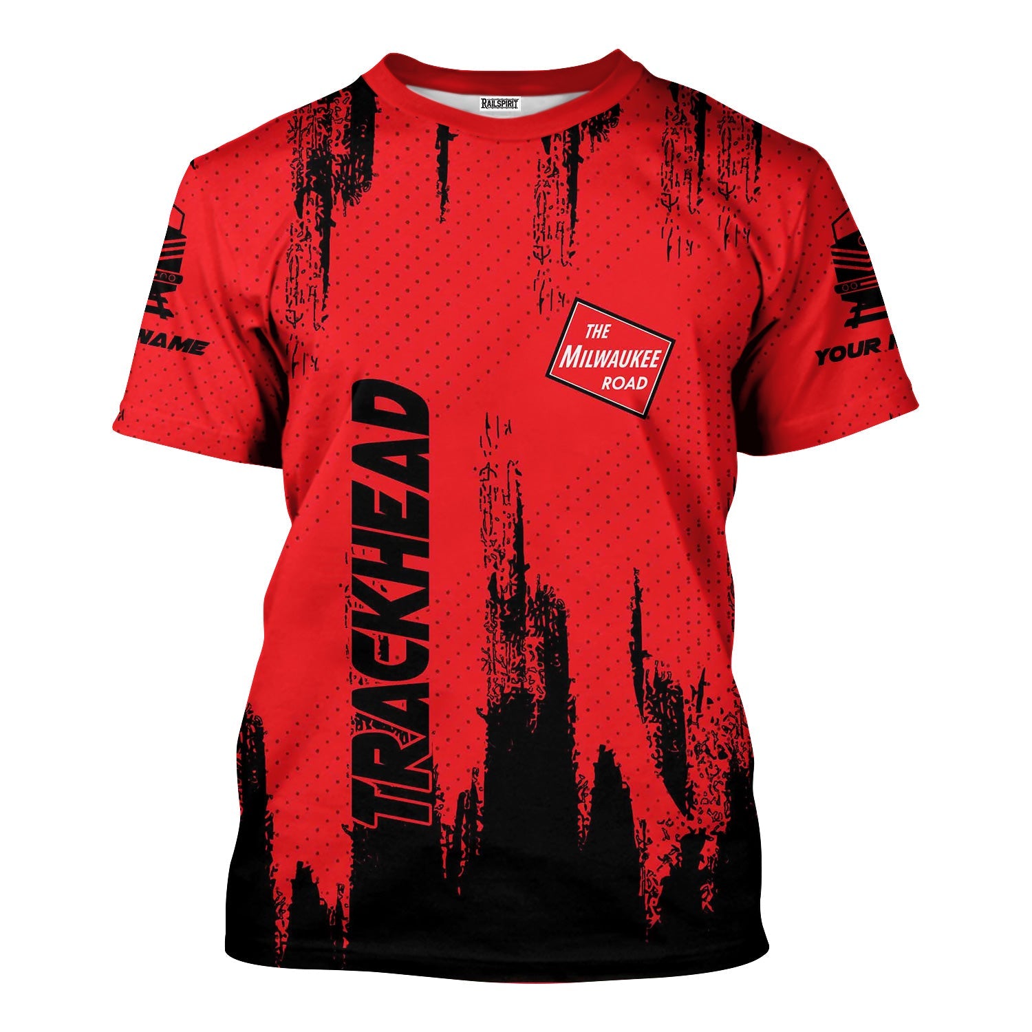 Railspirit Personalized Chicago, Milwaukee, St. Paul and Pacific Railroad T-Shirt Paint Impact Design Milwaukee Road Train Shirt for Trackhead