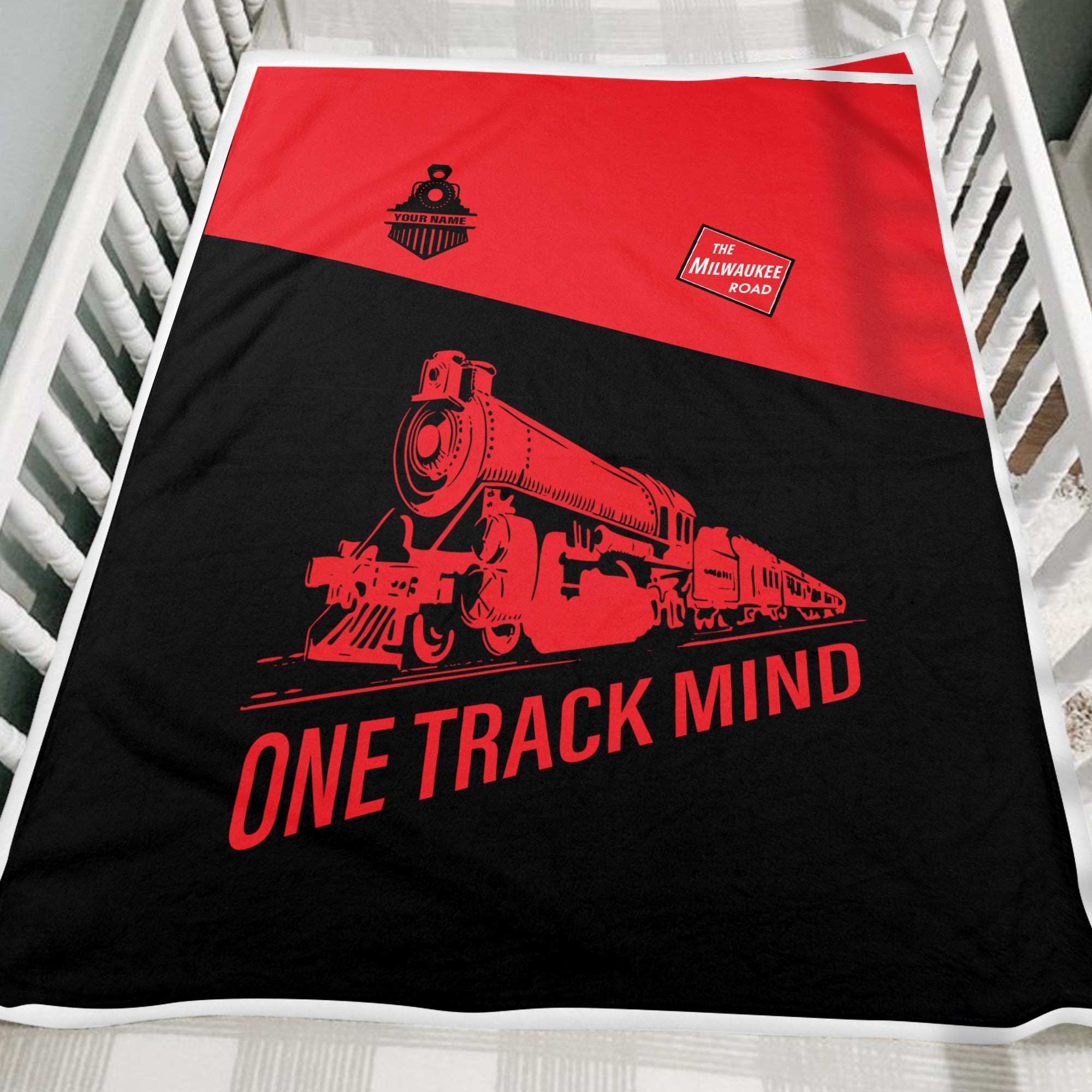 Railspirit Personalized Chicago, Milwaukee, St. Paul and Pacific Railroad Blanket One Track Mind Milwaukee Road Train Blanket Gift Idea For Train Lover