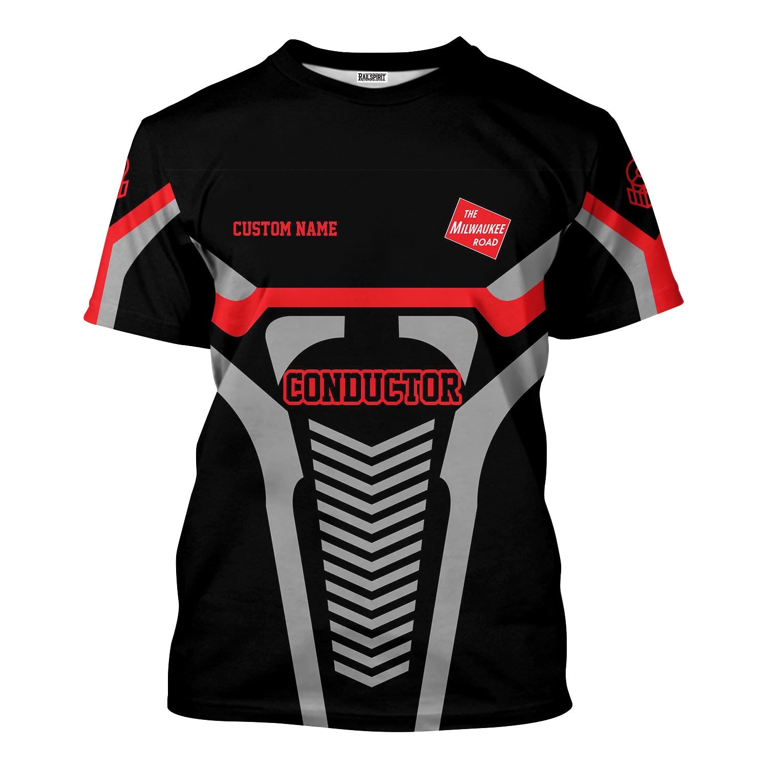 Railspirit Personalized Chicago, Milwaukee, St. Paul and Pacific Railroad T-Shirt Track-Inspired with Custom Job Position Milwaukee Road Train Shirt