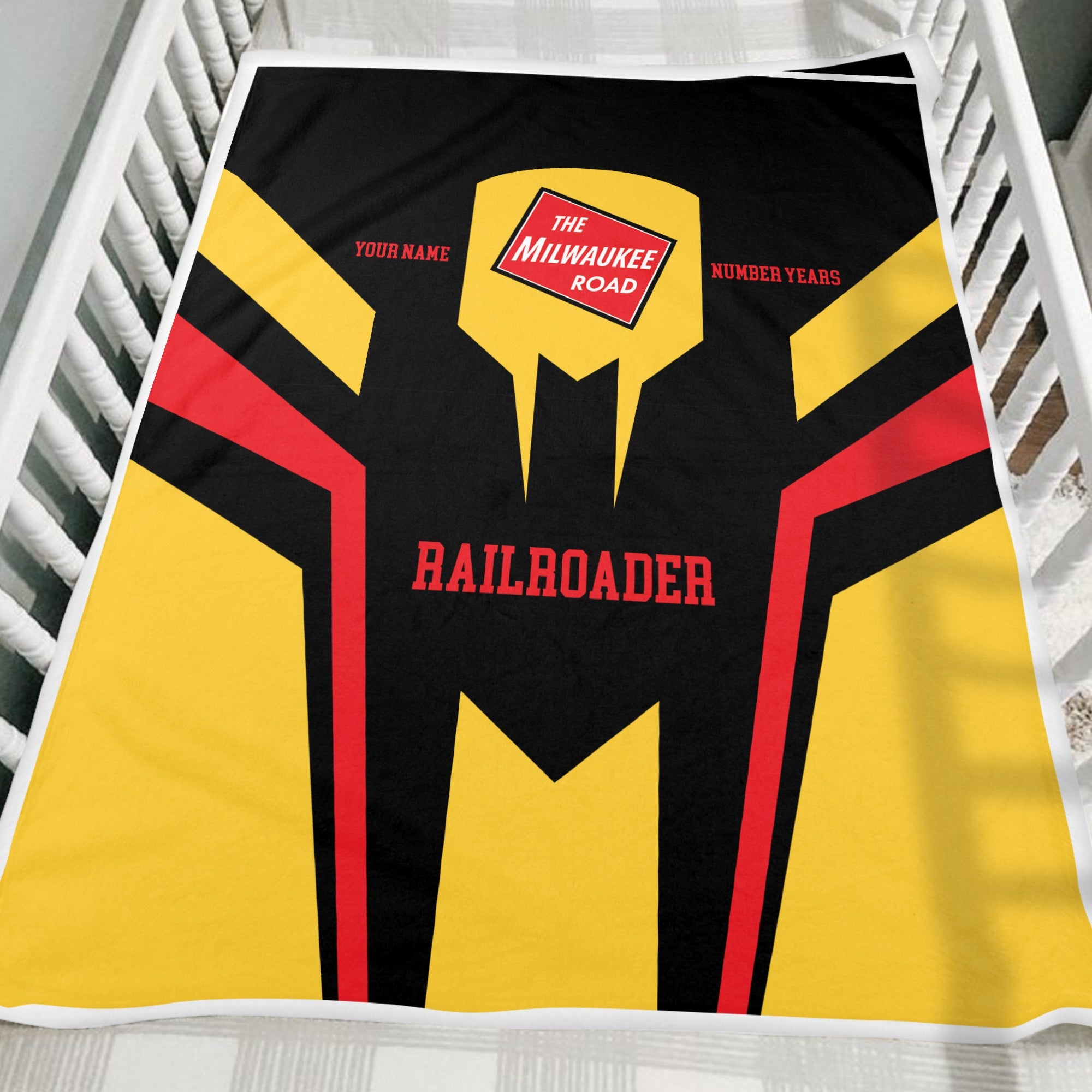 Railspirit Personalized Chicago, Milwaukee, St. Paul and Pacific Railroad Blanket Custom Year Railroader Milwaukee Road Gift Idea For Train Lover