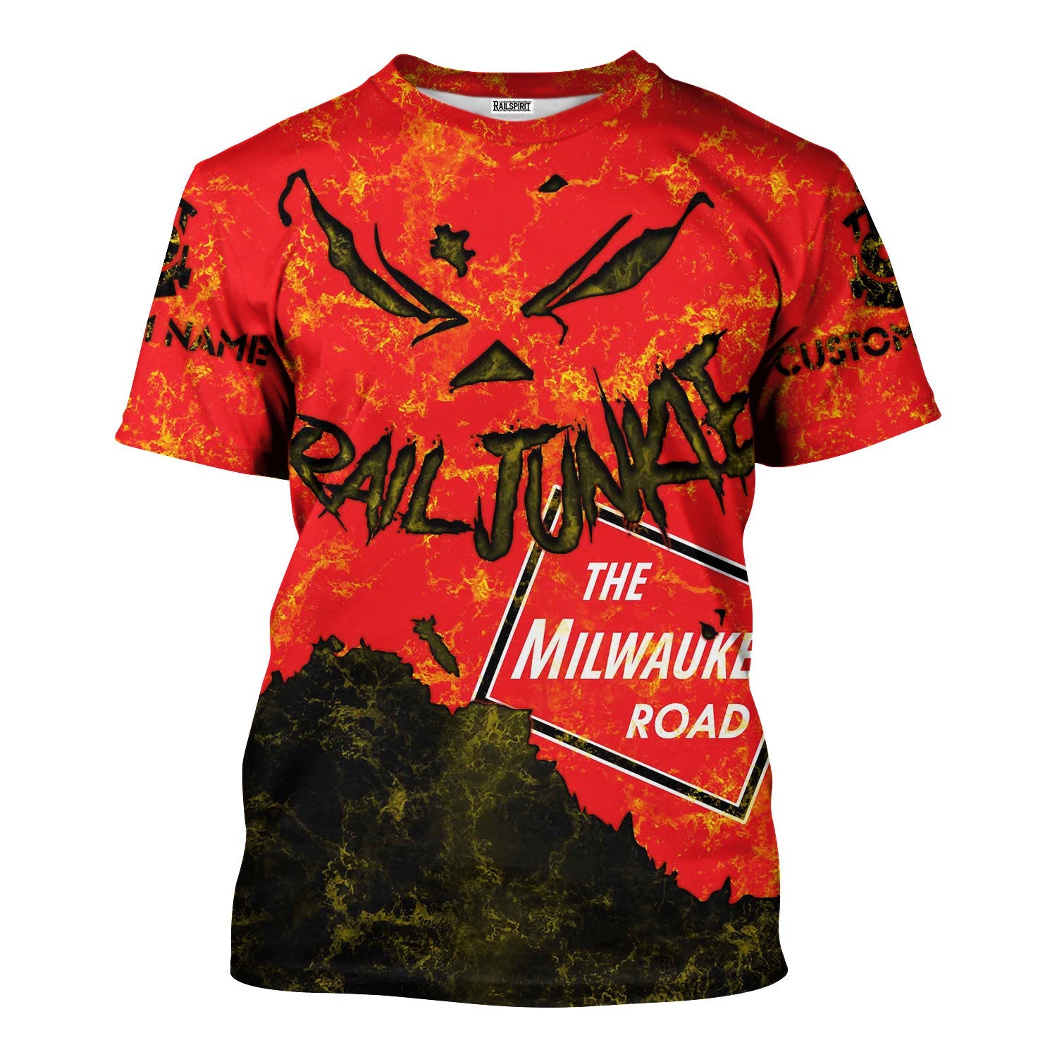 Railspirit Personalized Chicago, Milwaukee, St. Paul and Pacific Railroad T-Shirt Torn Graphic Style Milwaukee Road Train Shirt For Rail Junkie