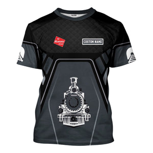 Railspirit Personalized Chicago, Milwaukee, St. Paul and Pacific Railroad T-Shirt Steam Locomotive Engine Graphic Milwaukee Road Train Shirt