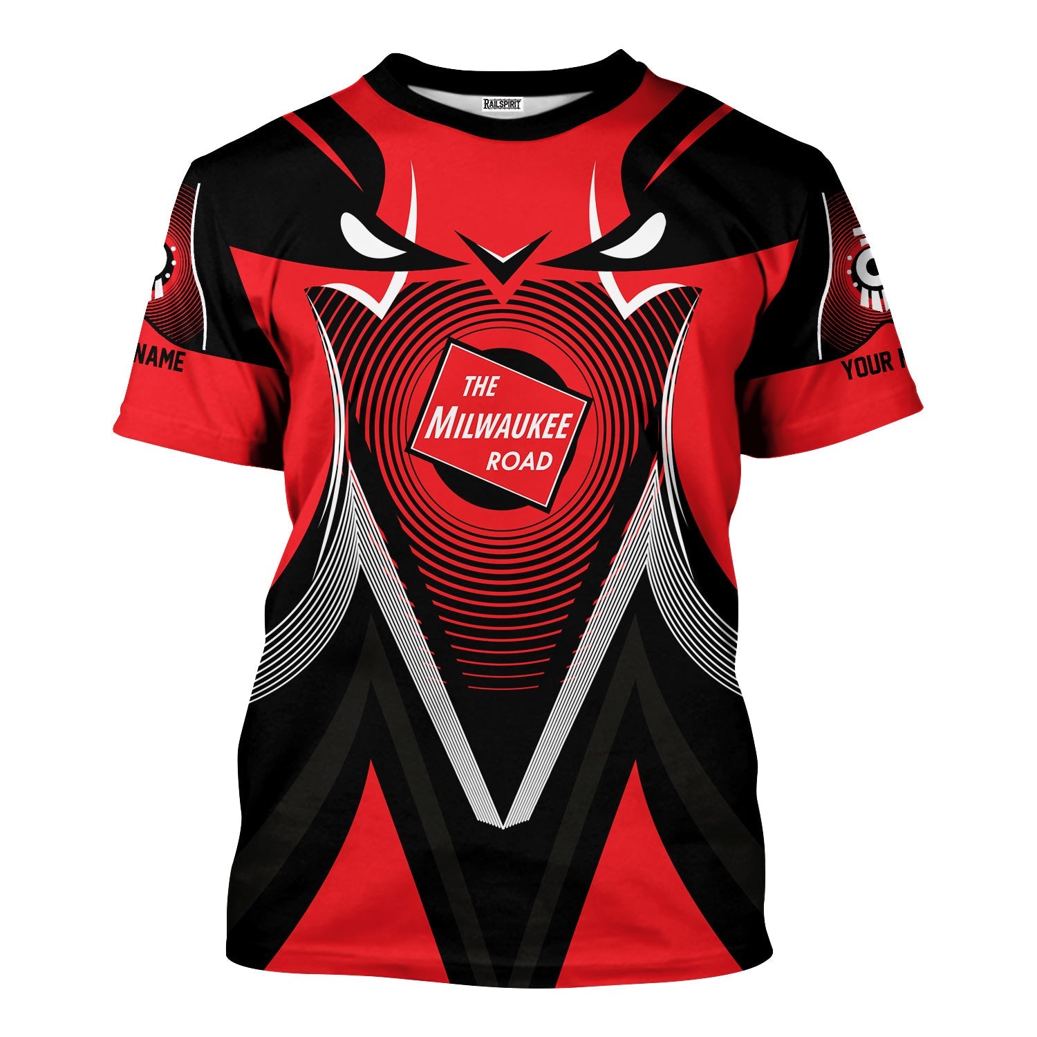 Railspirit Personalized Chicago, Milwaukee, St. Paul and Pacific Railroad T-Shirt Vibrant Graphic Pattern Milwaukee Road Shirt For Train Enthusiasts