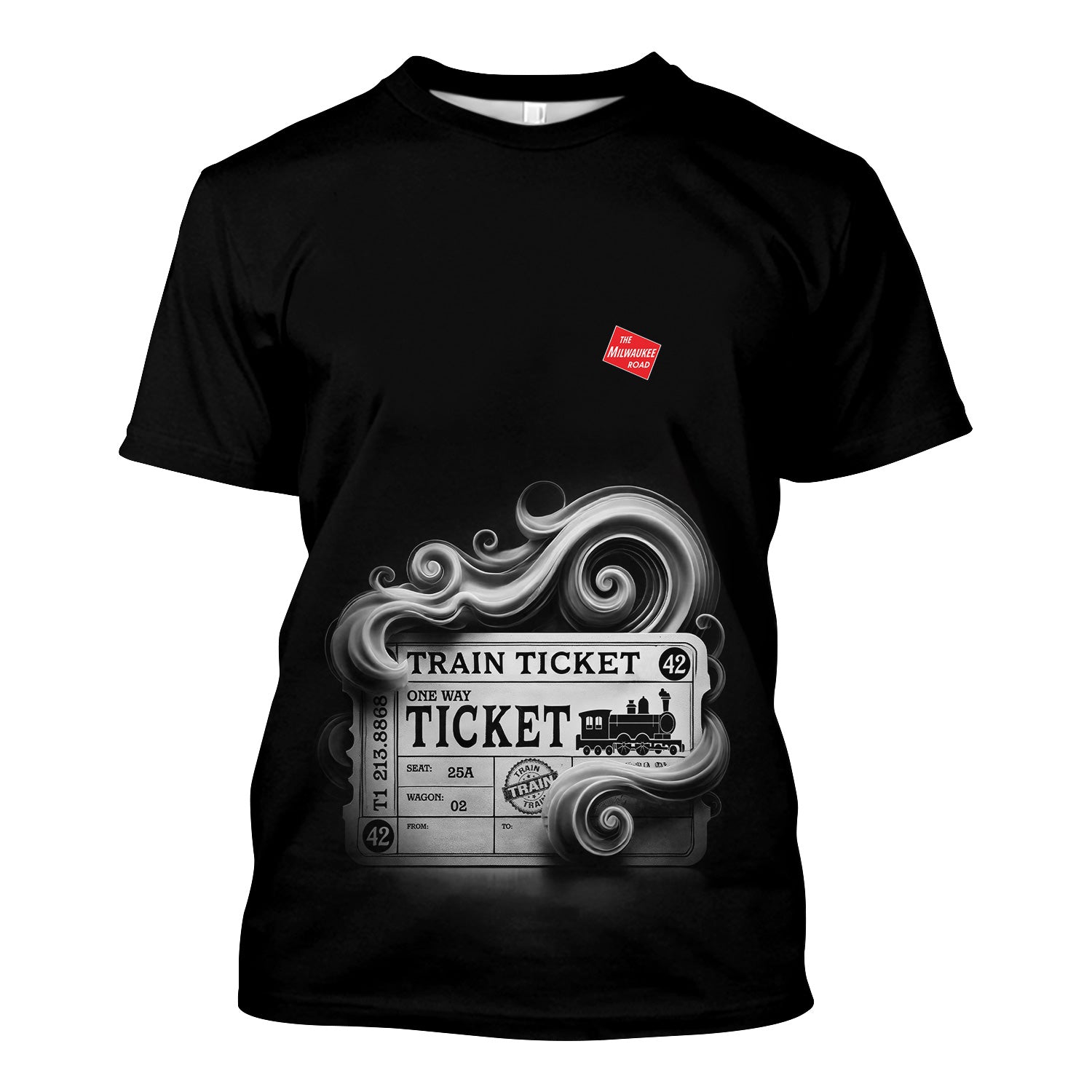 Railspirit Personalized Chicago, Milwaukee, St. Paul and Pacific Railroad T Shirt Train Ticket American Locomotive Printed Train