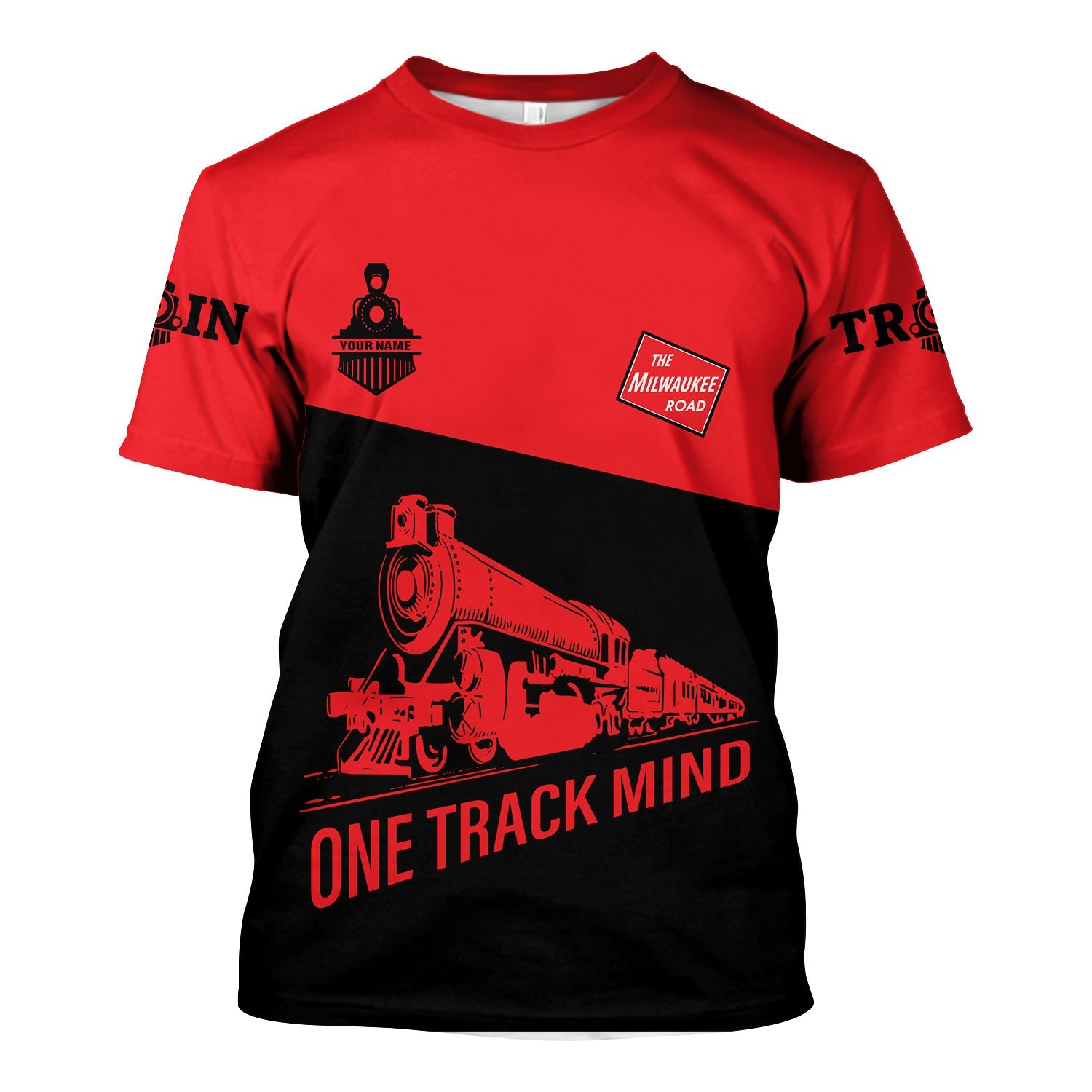 Railspirit Personalized Chicago, Milwaukee, St. Paul and Pacific Railroad T Shirt One Track Mind Unisex Train Shirt Gift Idea For Train Lover