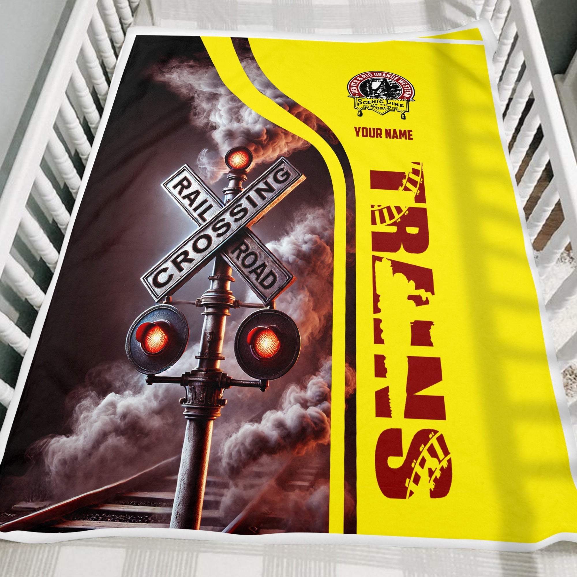 Railspirit Personalized Denver and Rio Grande Western Railroad Blanket Railroad Crossing Sign Blanket All Over Print