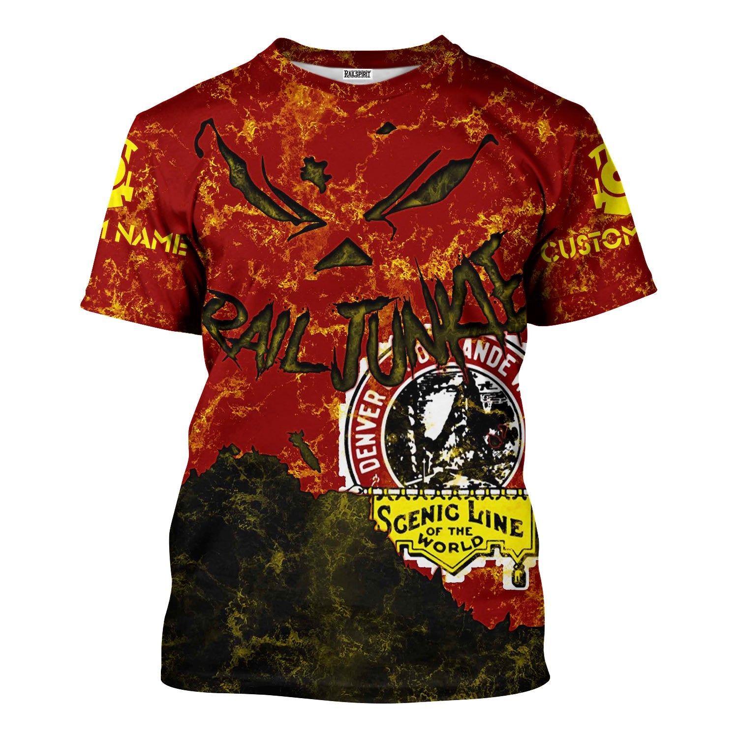 Railspirit Personalized Denver and Rio Grande Western Railroad T-Shirt Torn Graphic Style Train Shirt For Rail Junkie